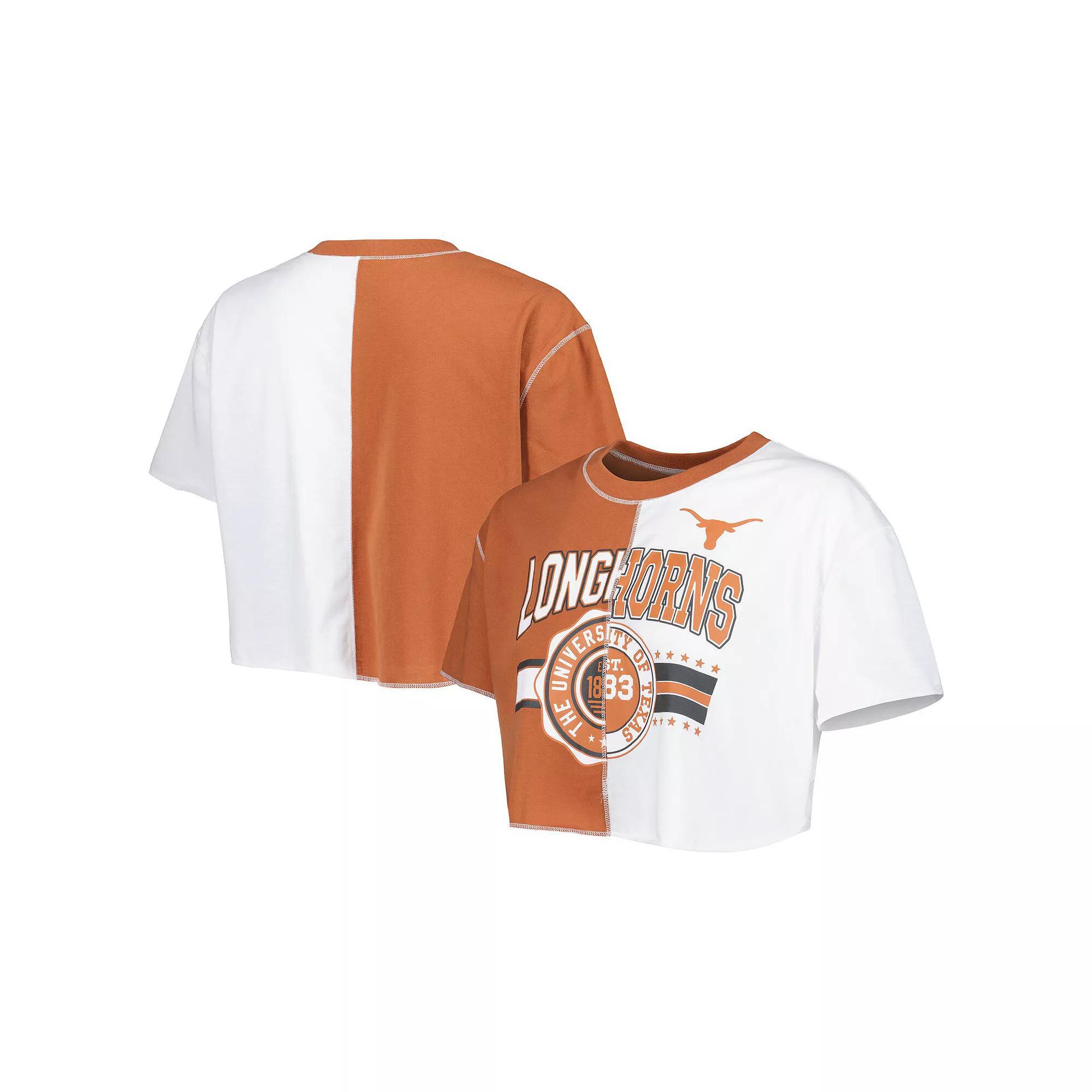 Women's ZooZatz Texas Orange/White Texas Longhorns Colorblock Cropped T-Shirt, Size: XS, Team Product Image
