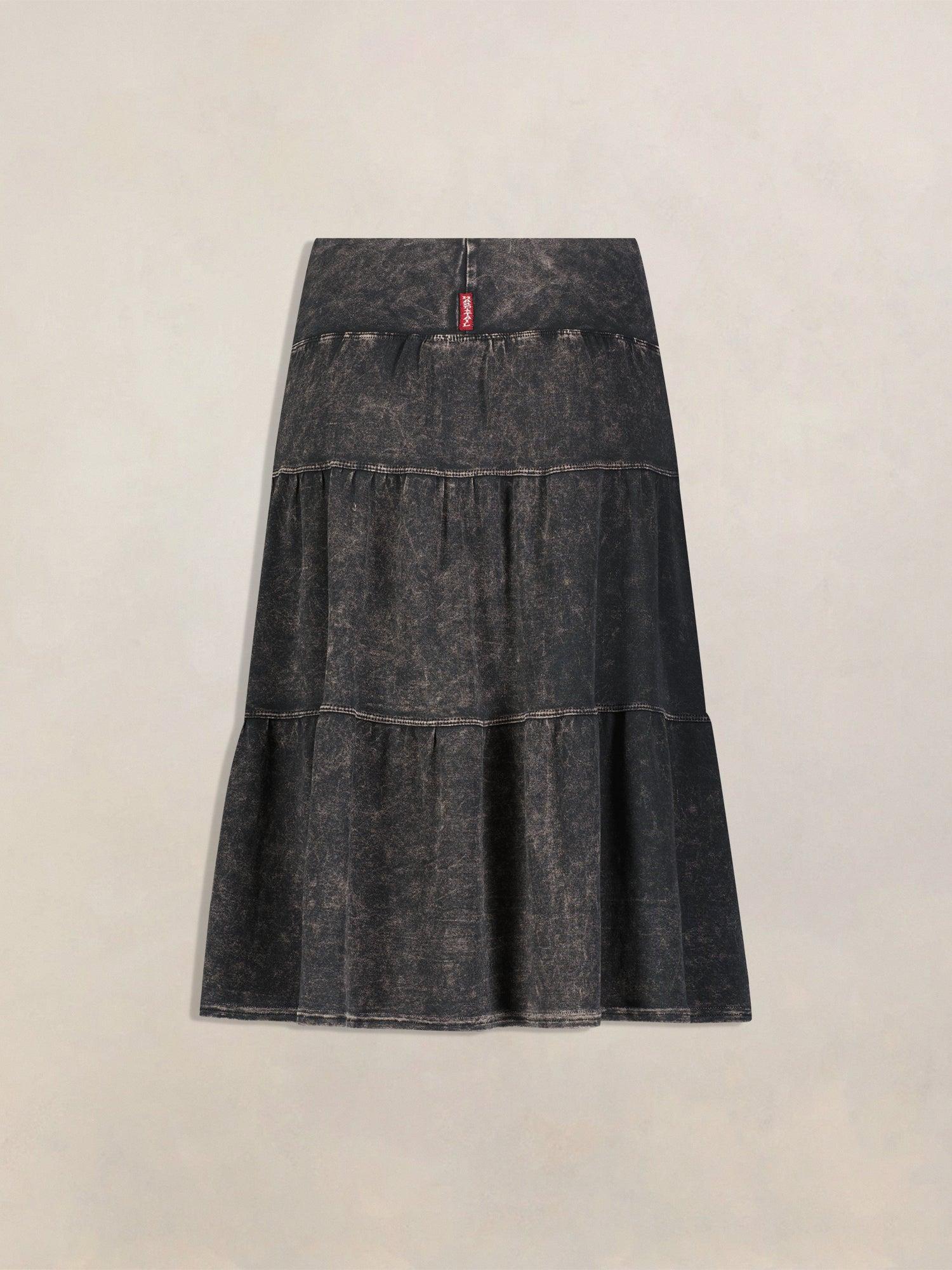 Hard Tail Tiered Knee Length Skirt T-229 Product Image