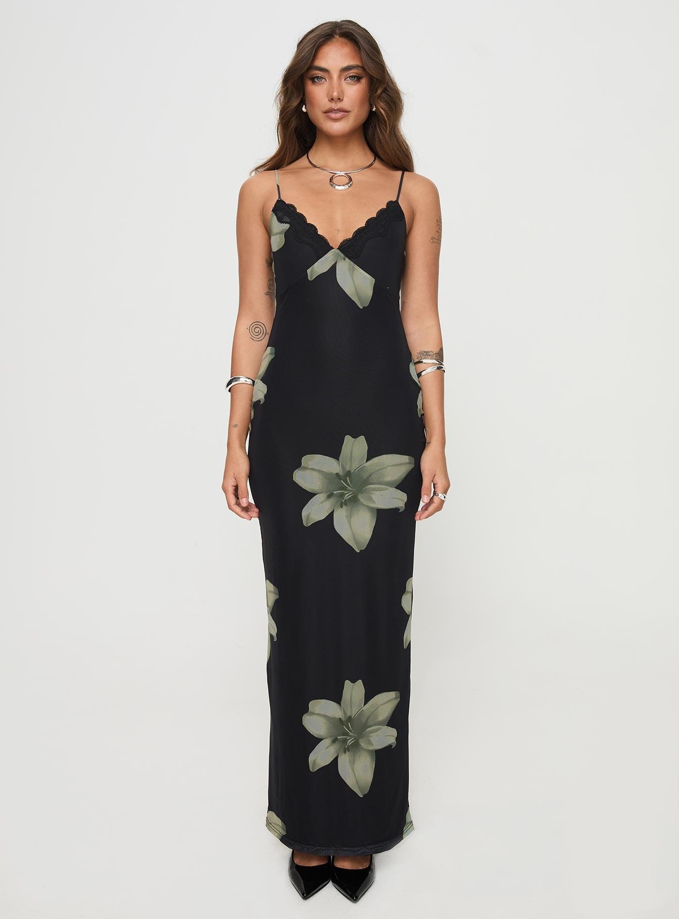 Stardrop Maxi Dress Black Floral Product Image