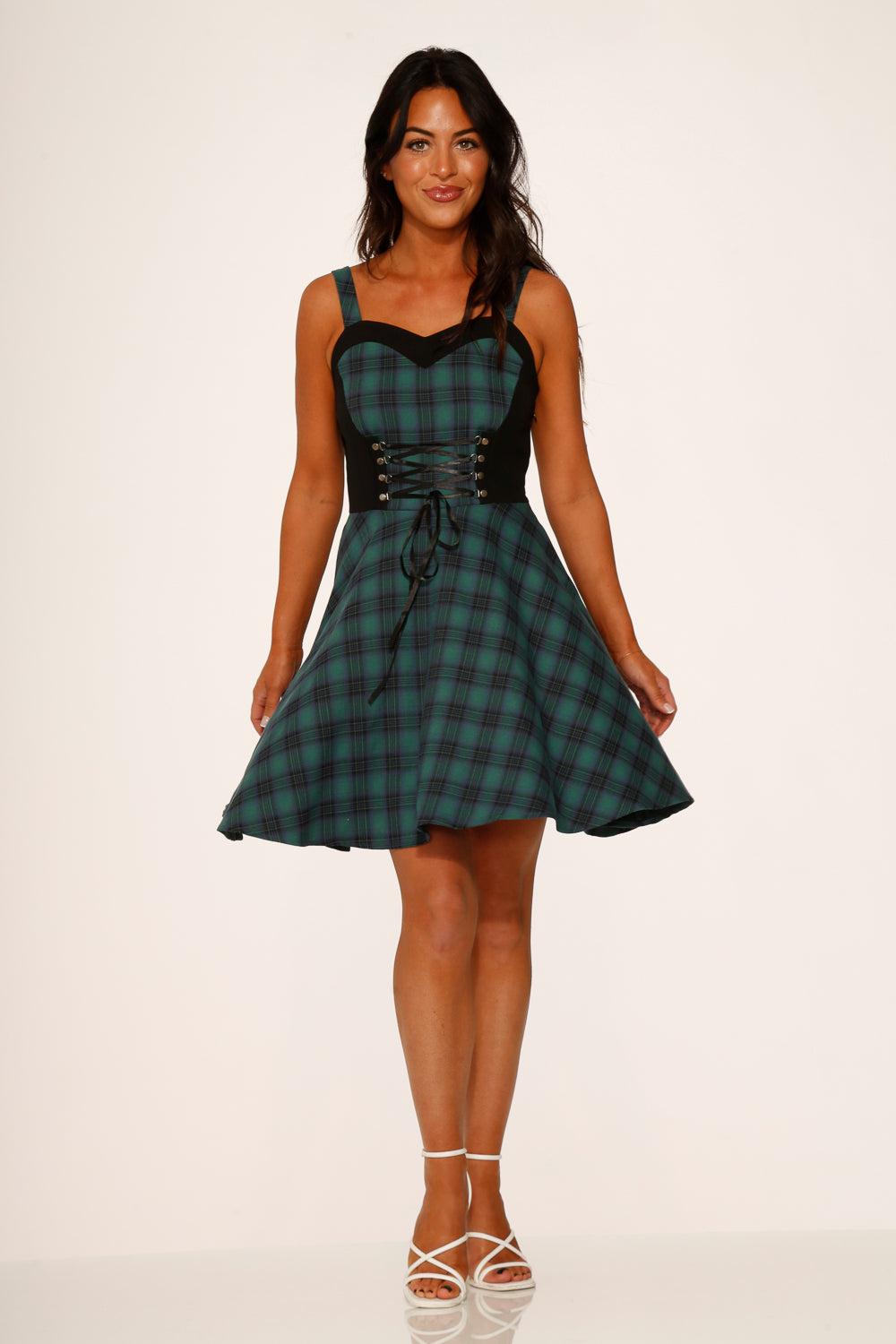 Green Plaid Swing Dress Product Image