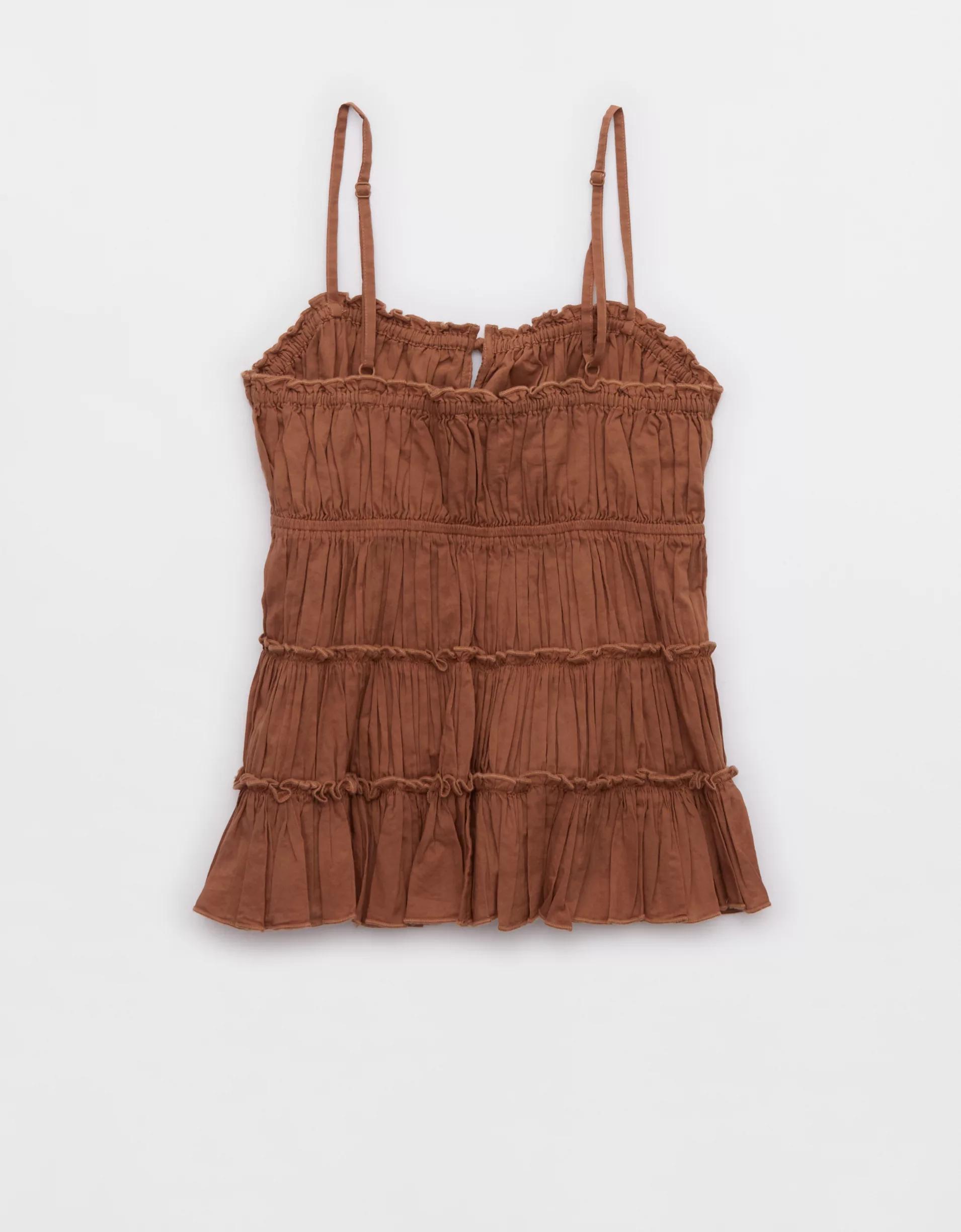 Aerie Tie Front Tiered Tank Top Product Image