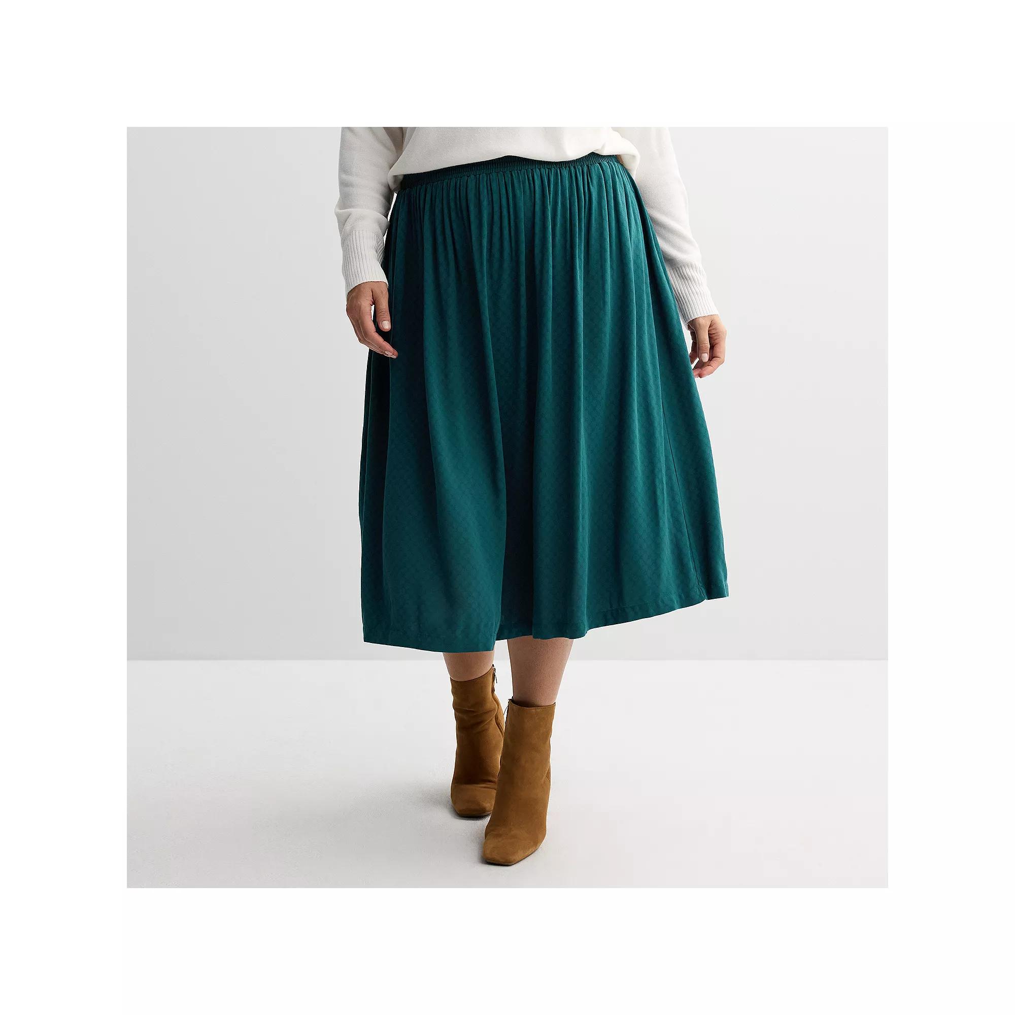 Plus Size Croft & Barrow® Polished Front Pull-On Skirt, Women's, Size: 2XL, Lost Lagoon Product Image