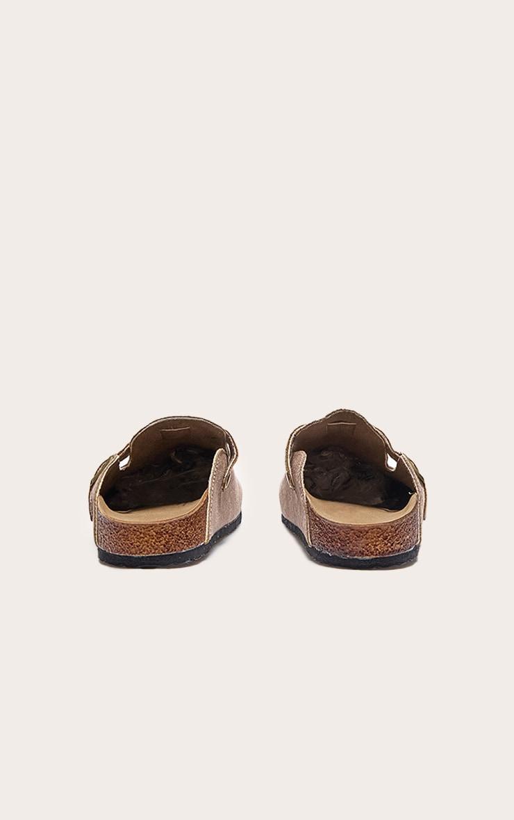 Beige Faux Suede Buckled Mule Cloggs Product Image