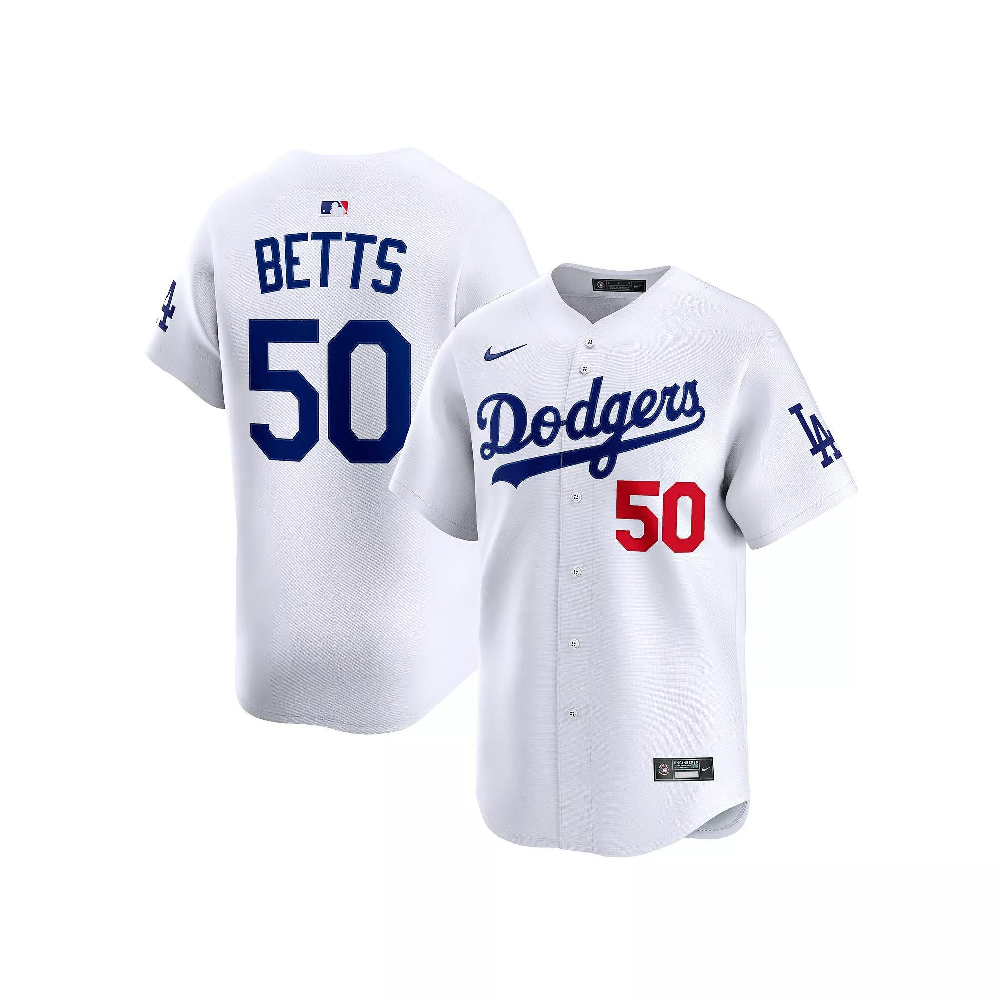 Men's Nike Mookie Betts White Los Angeles Dodgers Home Limited Player Jersey, Size: Medium Product Image
