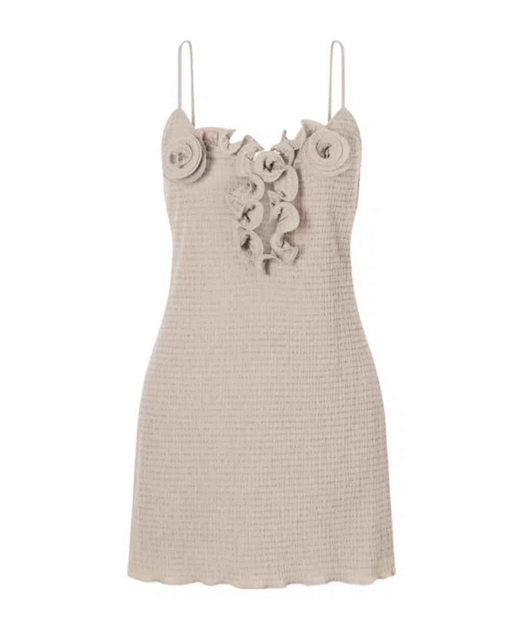 MAGDA BUTRYM Floral-appliquéd Crepe Mini Dress In Neutral Product Image