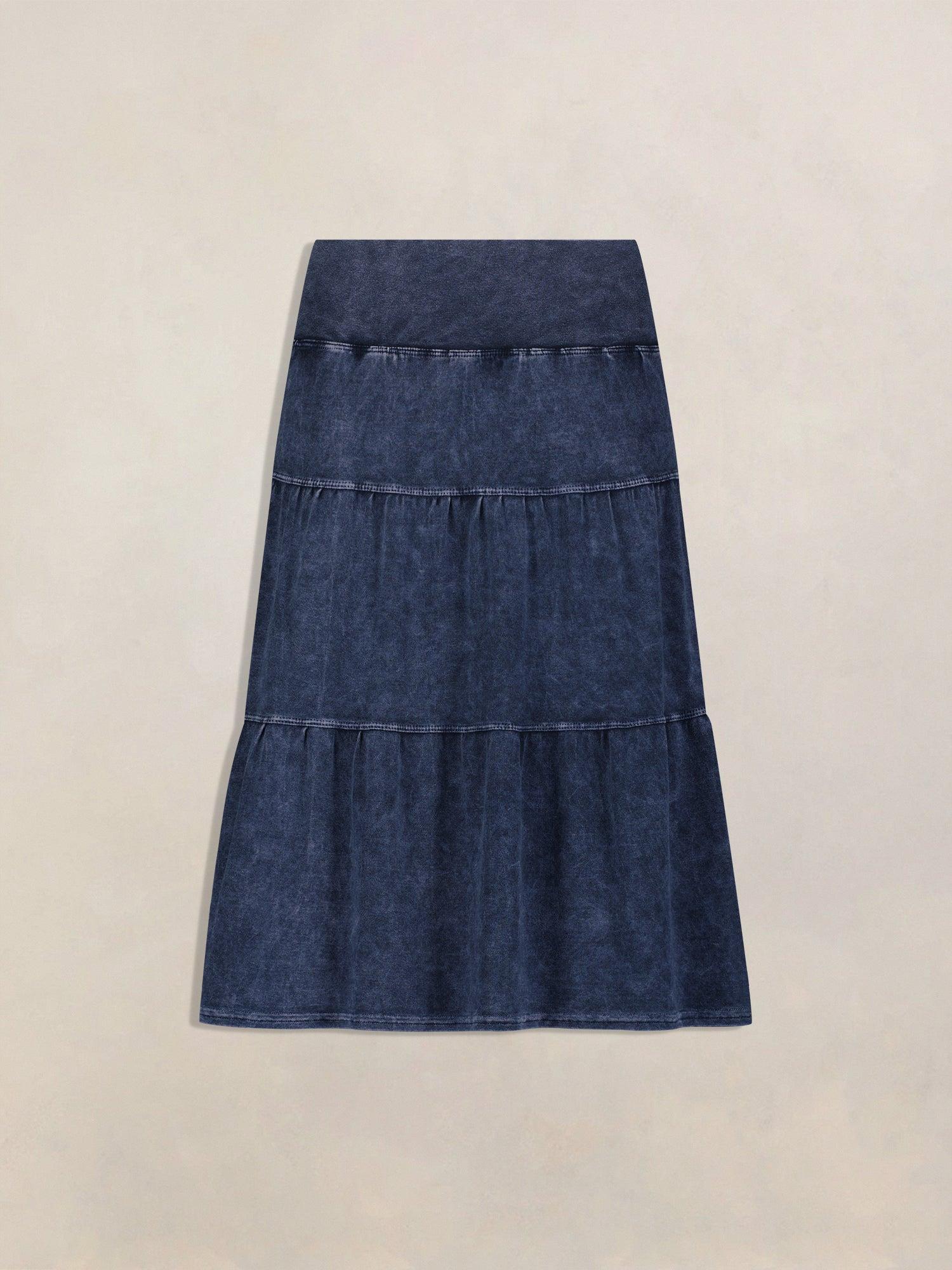 Hard Tail Tiered Knee Length Skirt T-229 Product Image