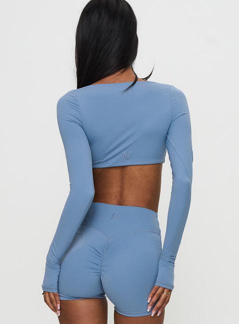 Set Point Active Square Neck Long Sleeve Top Blue Product Image