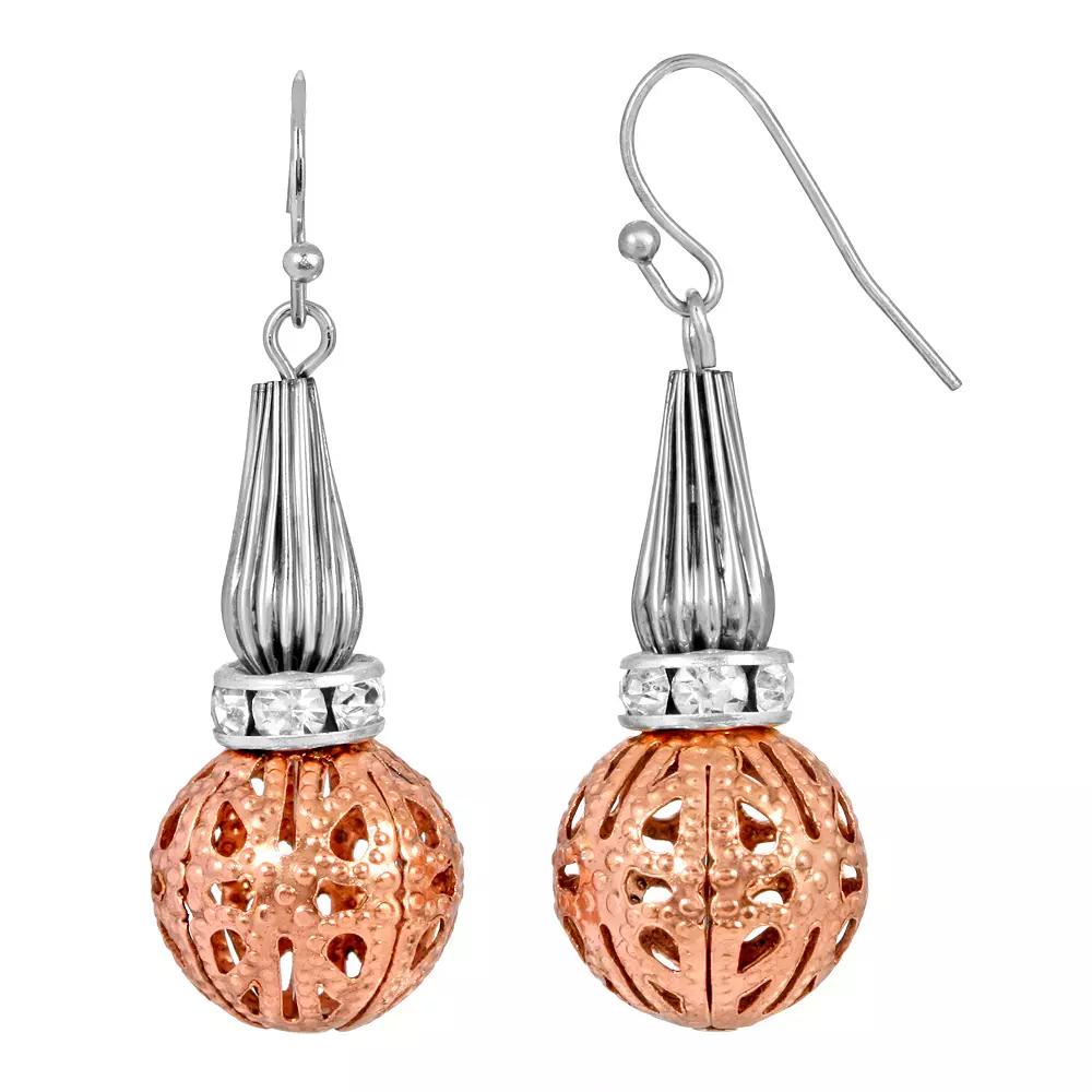 1928 Two-Tone Filigree Bead Drop Earrings, Women's, Multi Product Image