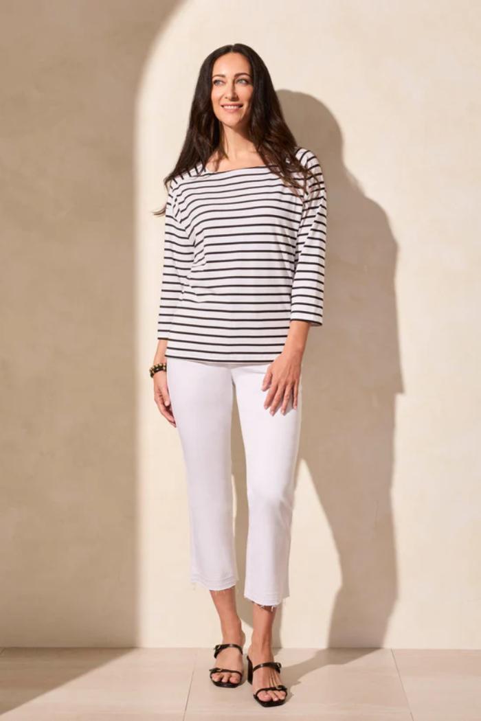 Stripe Jersey Boat Neck Top Product Image