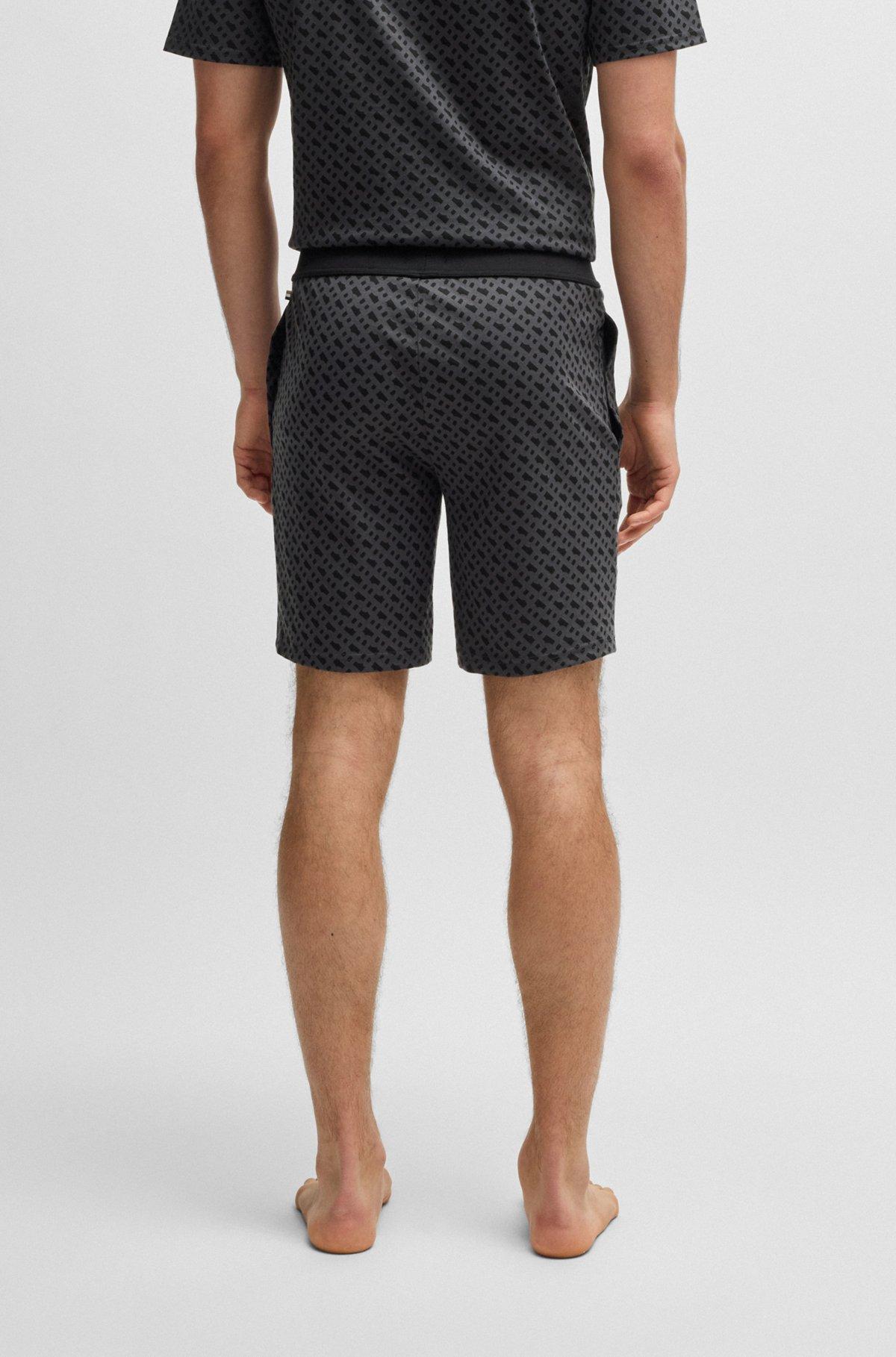 Interlock-cotton pajama shorts with monogram print Product Image