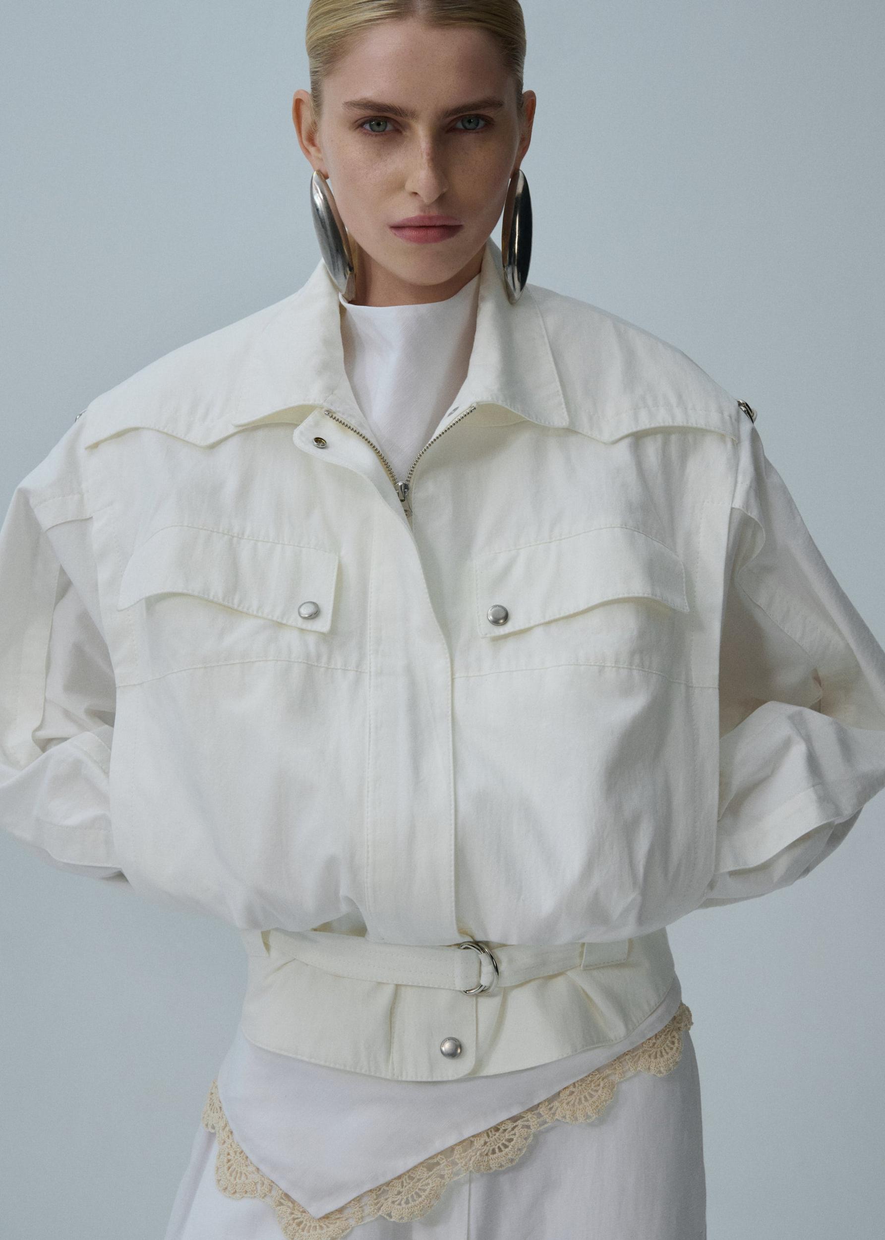 Oversized cotton jacket in white Product Image