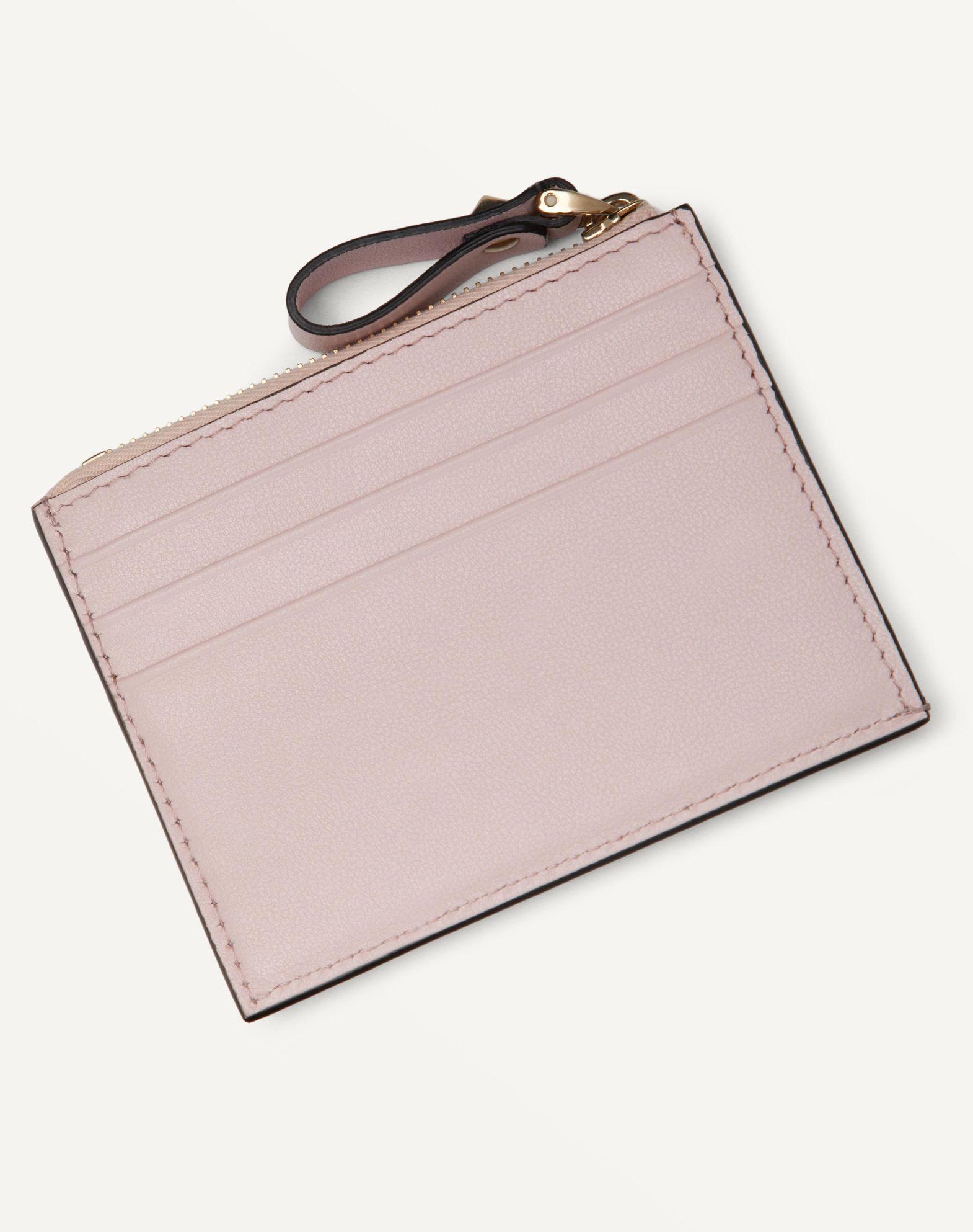 Rockstud Calfskin Cardholder With Zipper Product Image