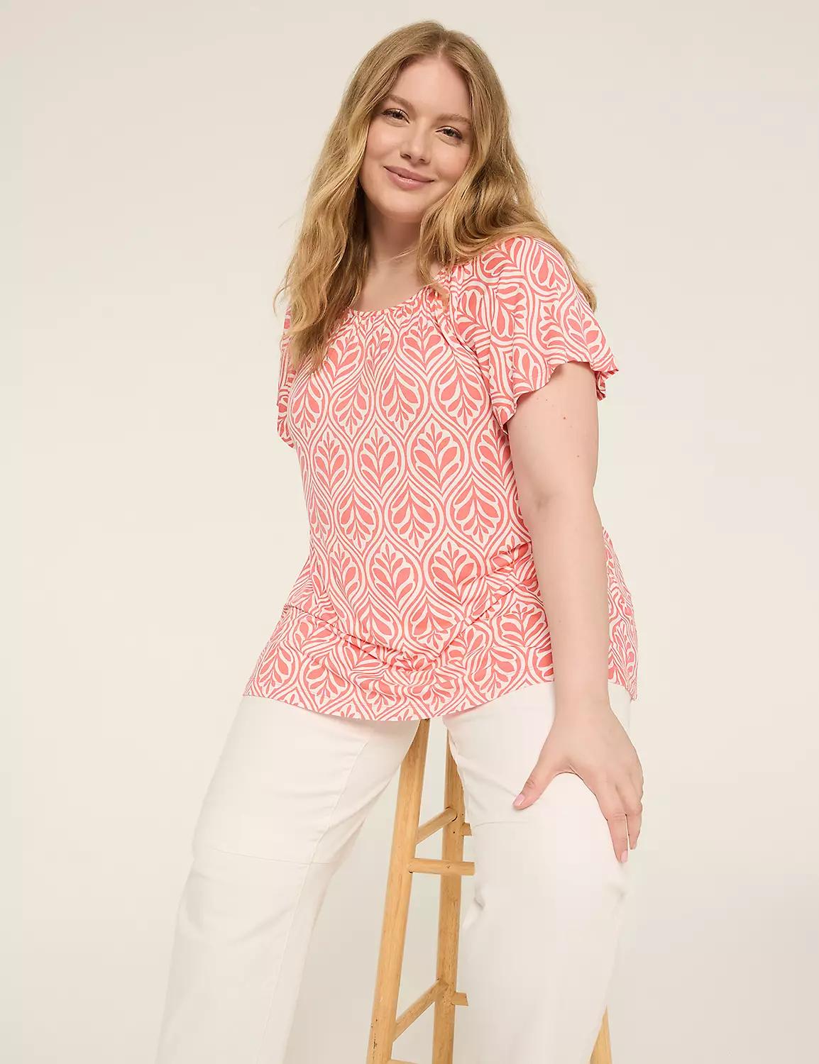 Swing Flutter-Sleeve Boatneck Top Product Image