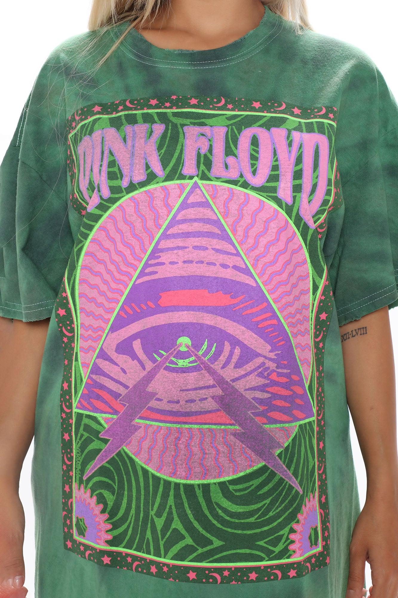 Pink Floyd Distressed Oversized Tie Dye Top - Green Product Image
