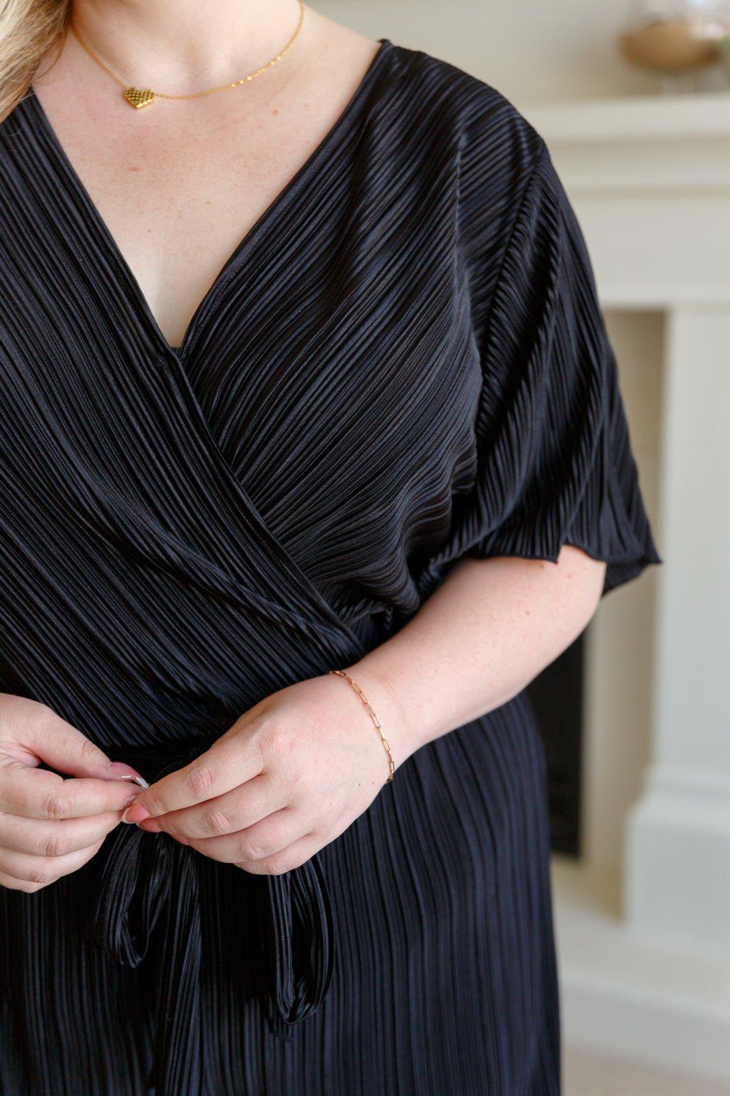 Lovely Life Plisse Romper in Black (Online Exclusive) Product Image