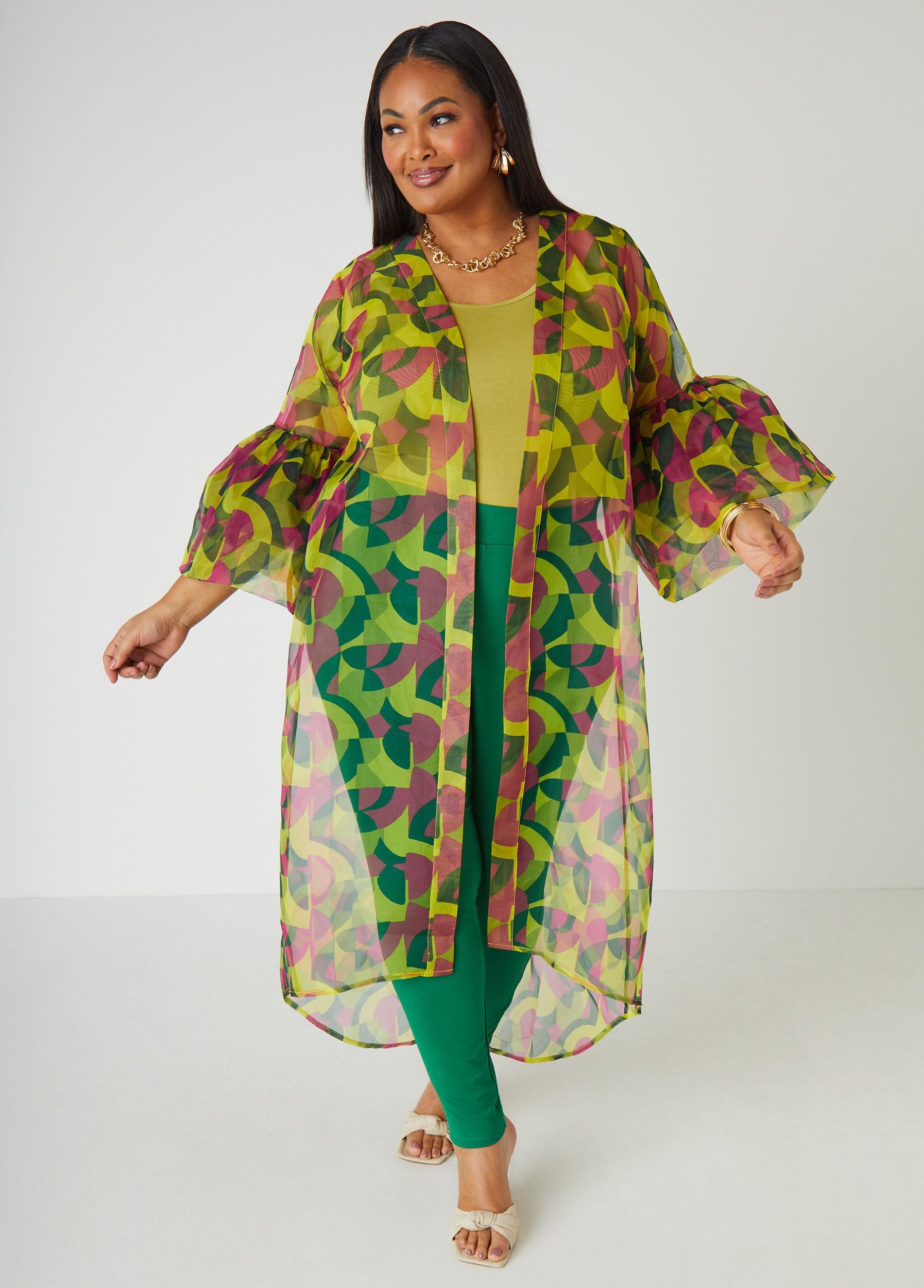 Geo Print Organza Duster Product Image