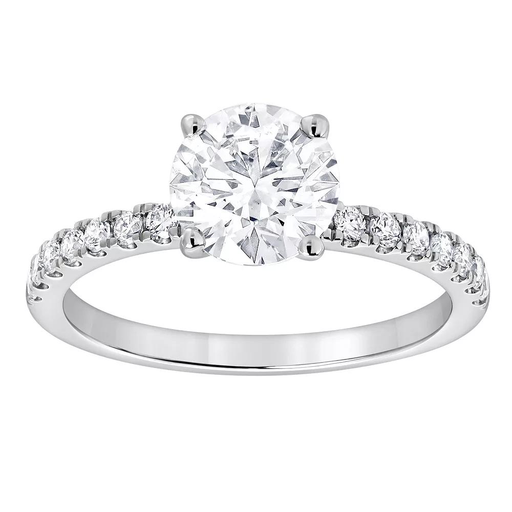 Diamond Brilliance 14k White Gold 1 1/4 Carat T.W. Lab-Grown Diamond Round Center Engagement Ring, Women's, Size: 9, 14k Gold Product Image