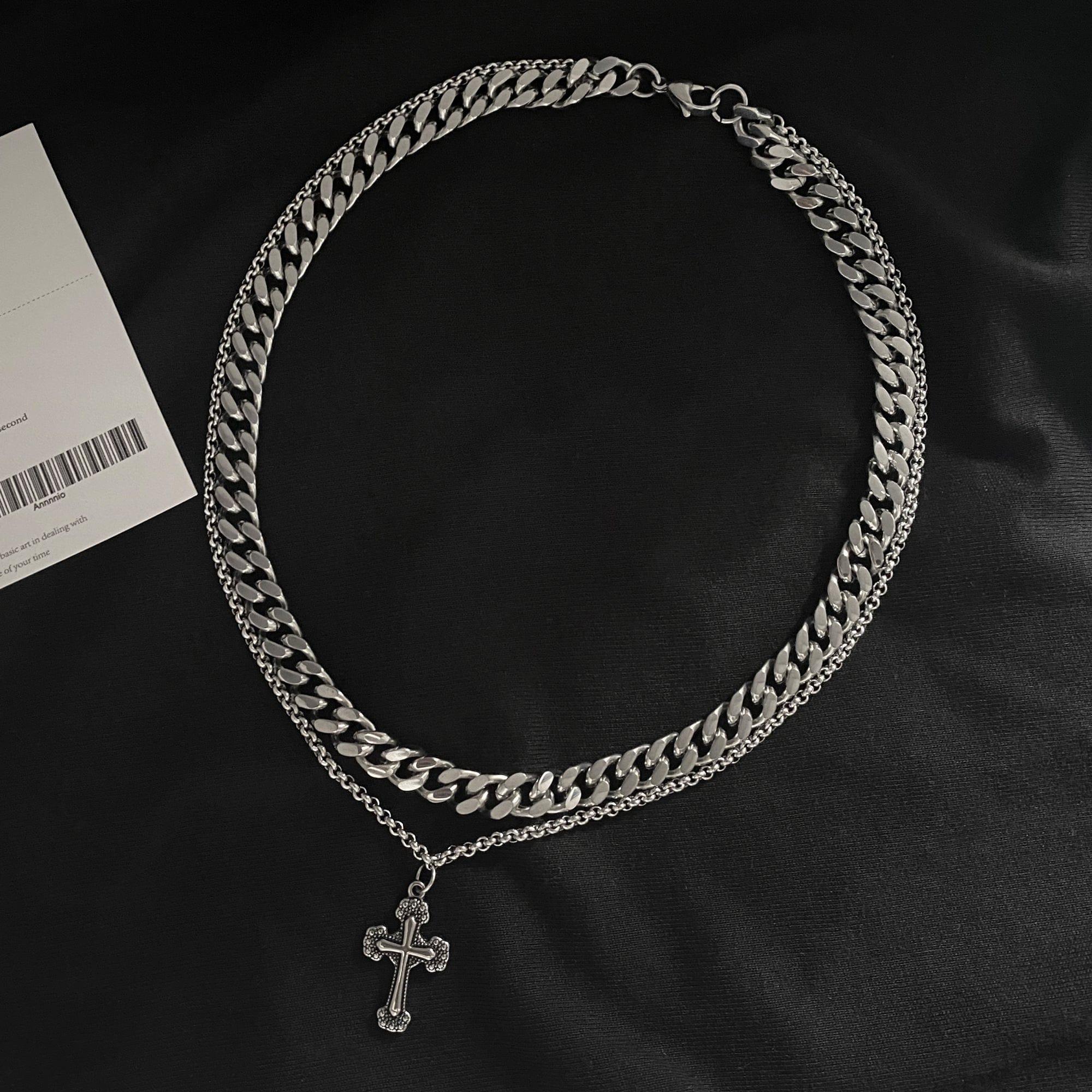 CROSS DOUBLE CHAIN NECKLACE Product Image