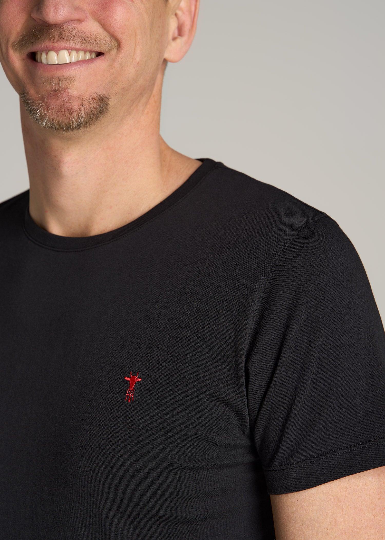 MODERN-FIT Embroidered Logo Crewneck T-Shirt for Tall Men in White Male Product Image