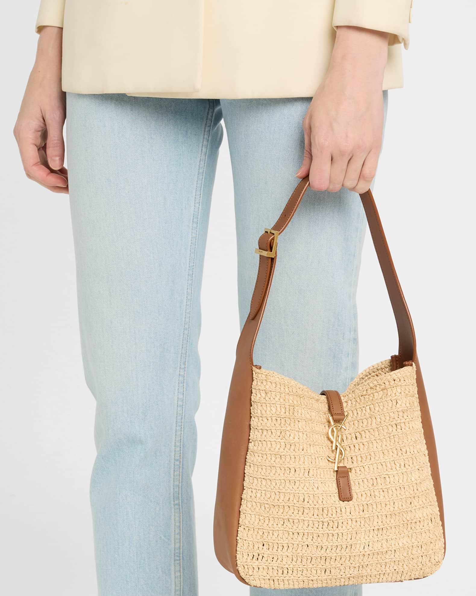 Le 5 A 7 Small YSL Hobo Bag in Raffia and Leather Product Image