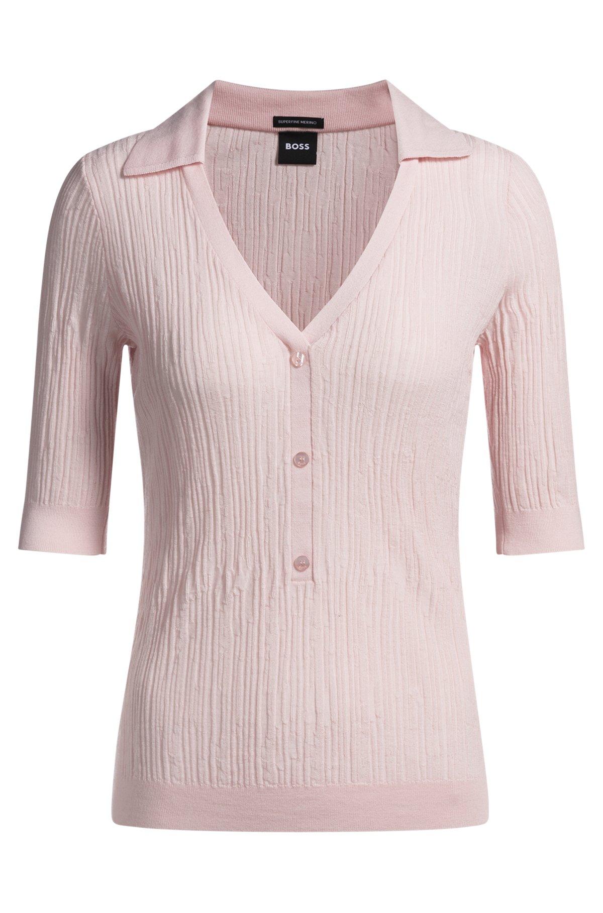 Virgin-wool sweater with collar and buttoned placket Product Image