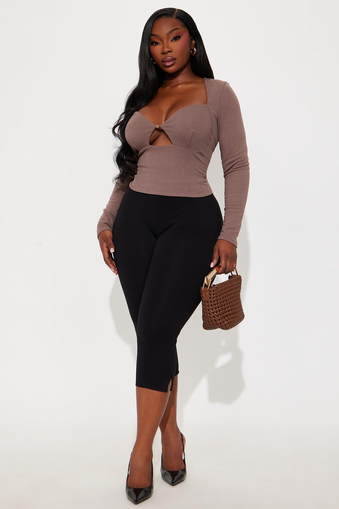 Forgotten Love Double Lined Long Sleeve Top - Mocha Female Product Image