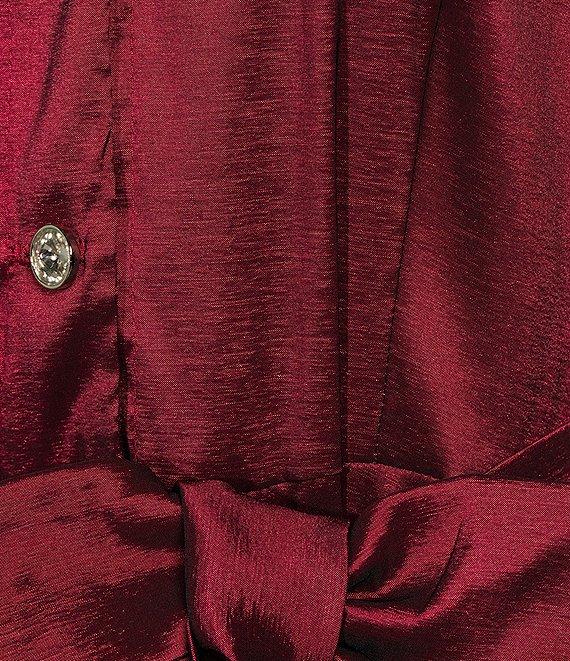 Marina Stretch Taffeta Point Collar Sleeveless Button Front A-Line Midi Dress Product Image