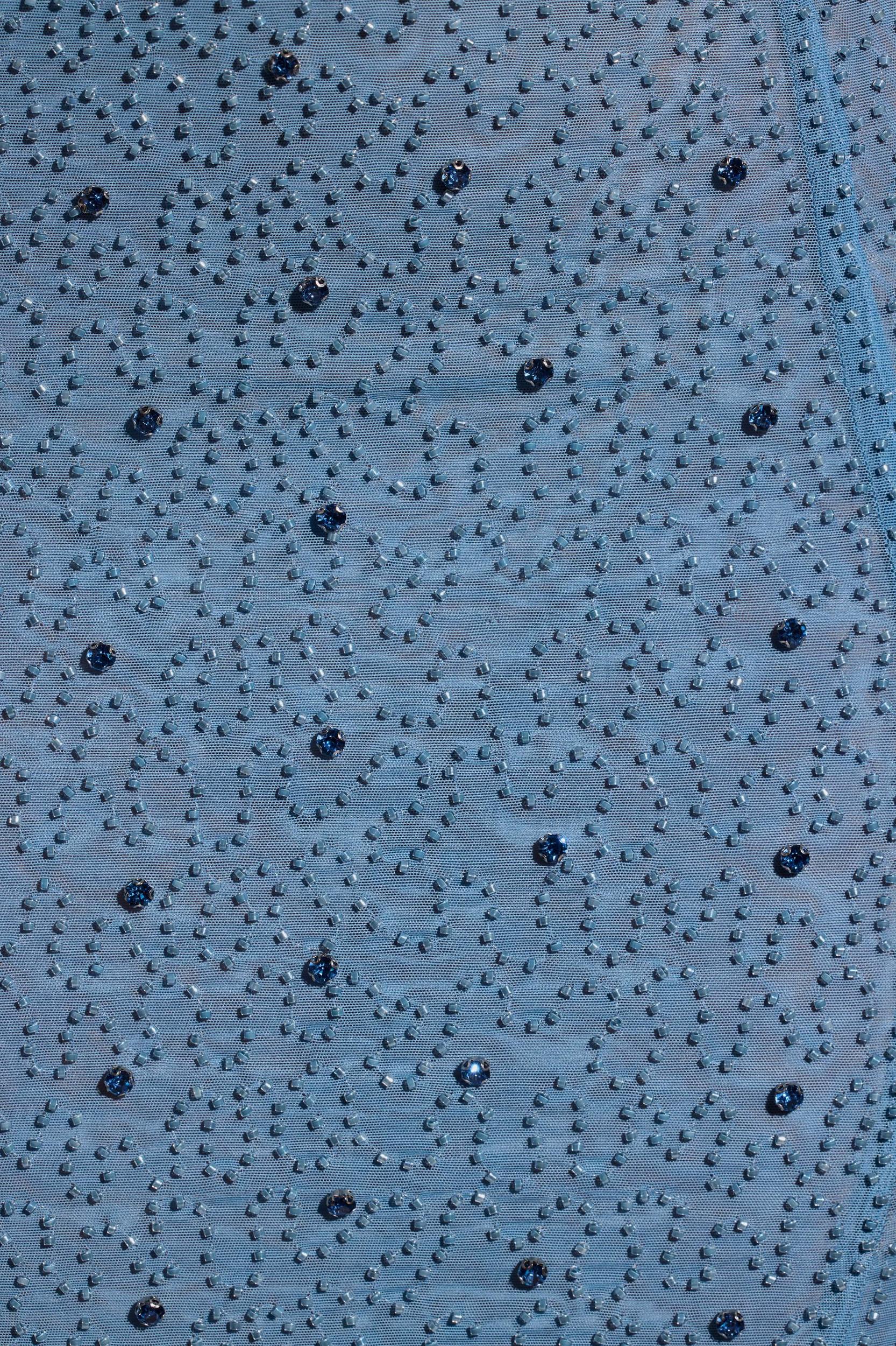 Embellished Asymmetric Maxi Dress in Smokey Blue Product Image