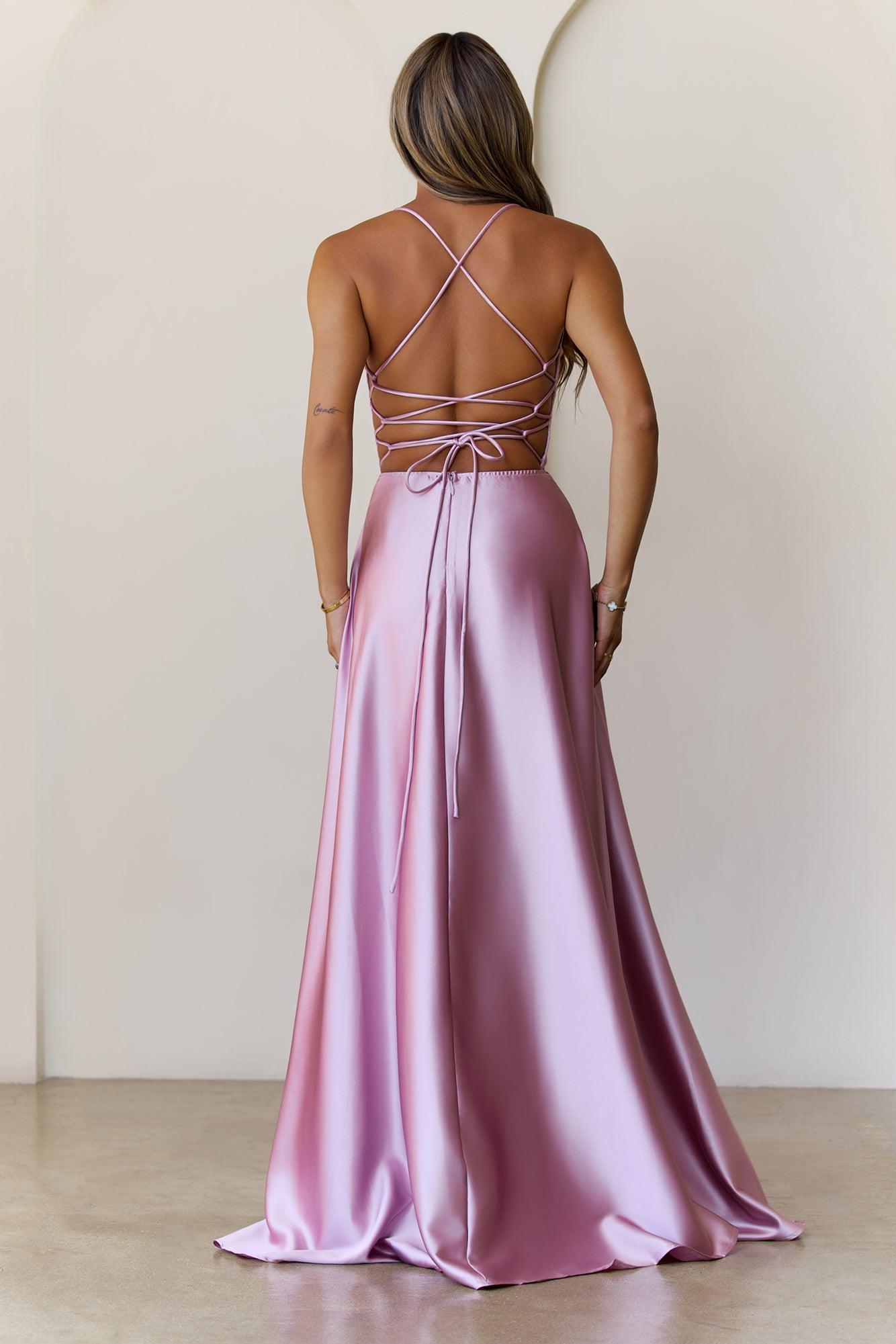 Soaked In Beauty Satin Maxi Dress Rose Product Image