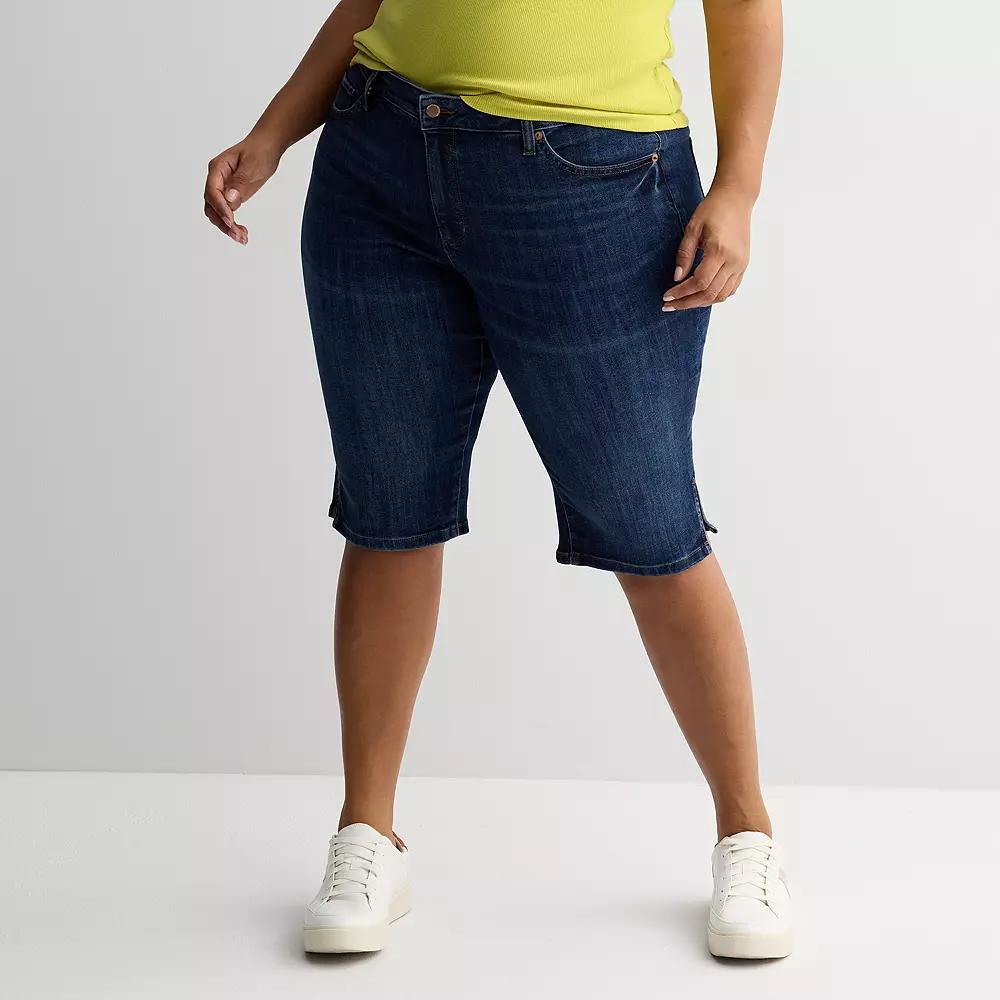 Plus Size Sonoma Goods For Life Midrise Denim Capris, Womens Dark Blue Product Image