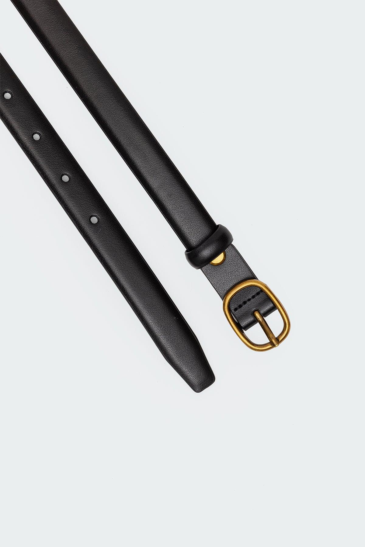 Oval Buckle Faux Leather Belt Product Image