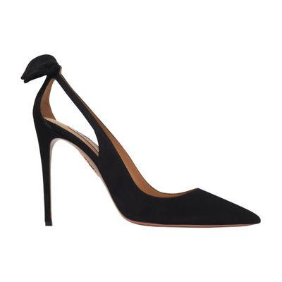 AQUAZZURA Bow Tie 85 Suede Pumps In Black Product Image