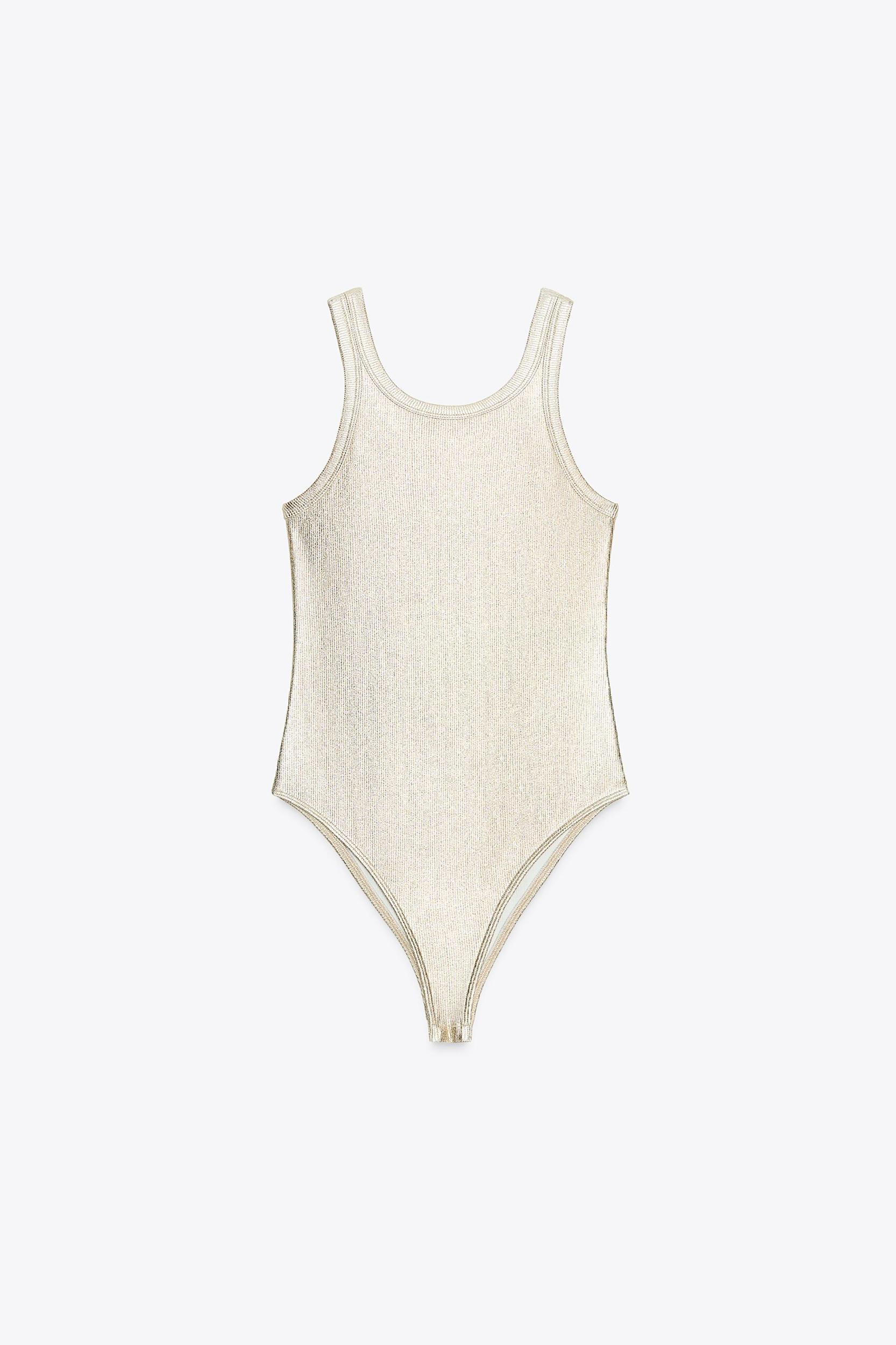METALLIC RIBBED BODYSUIT Product Image
