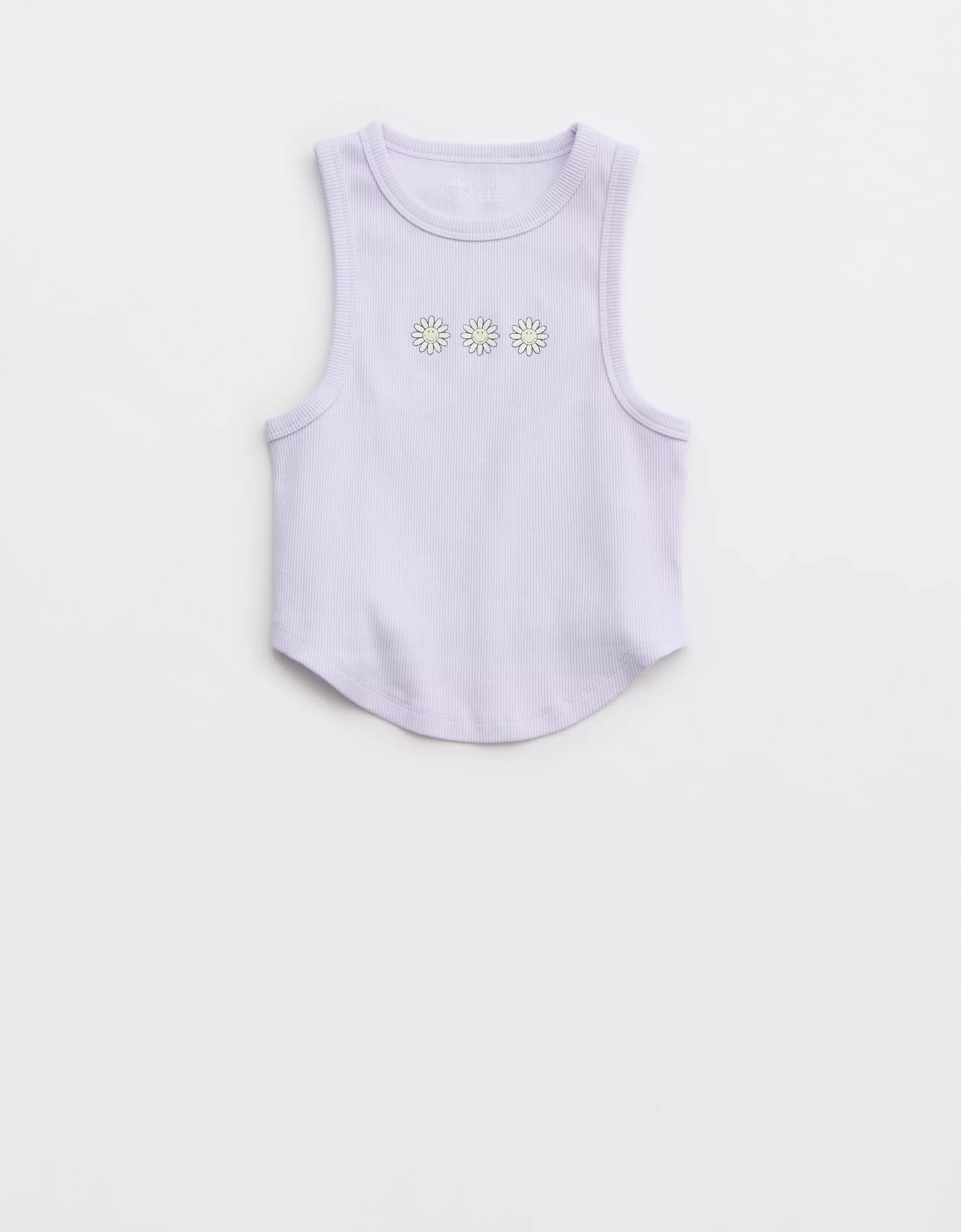 Aerie Smiley® New Day Curved Hem Tank Top Product Image