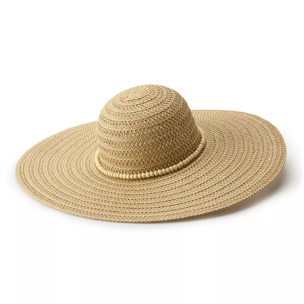 Women's Sonoma Goods For Life® Beaded Trim Oversized Floppy Hat, Warm Natural Product Image