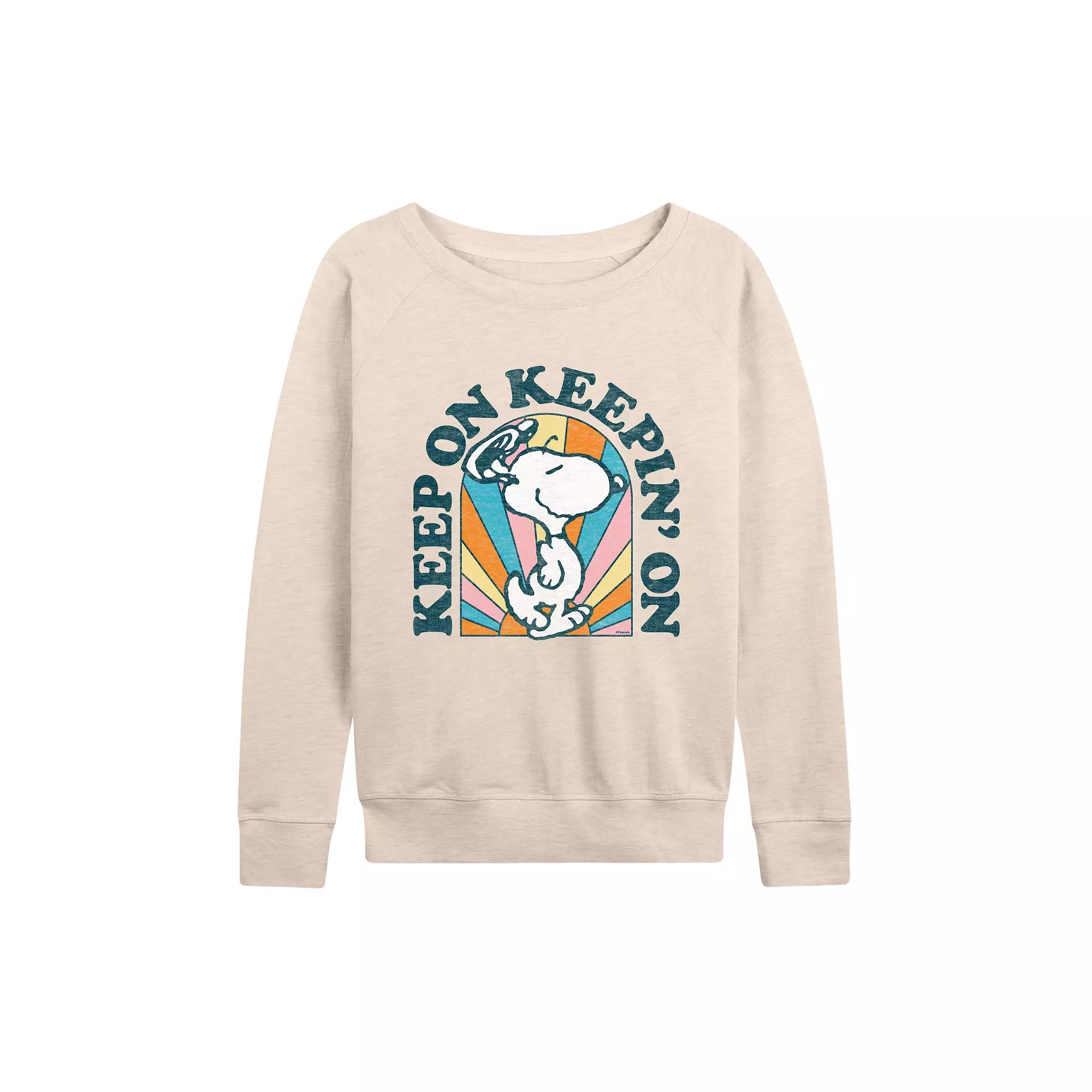 Women's Peanuts Snoopy Keep On French Terry Long Sleeve Tee, Girl's,  Product Image