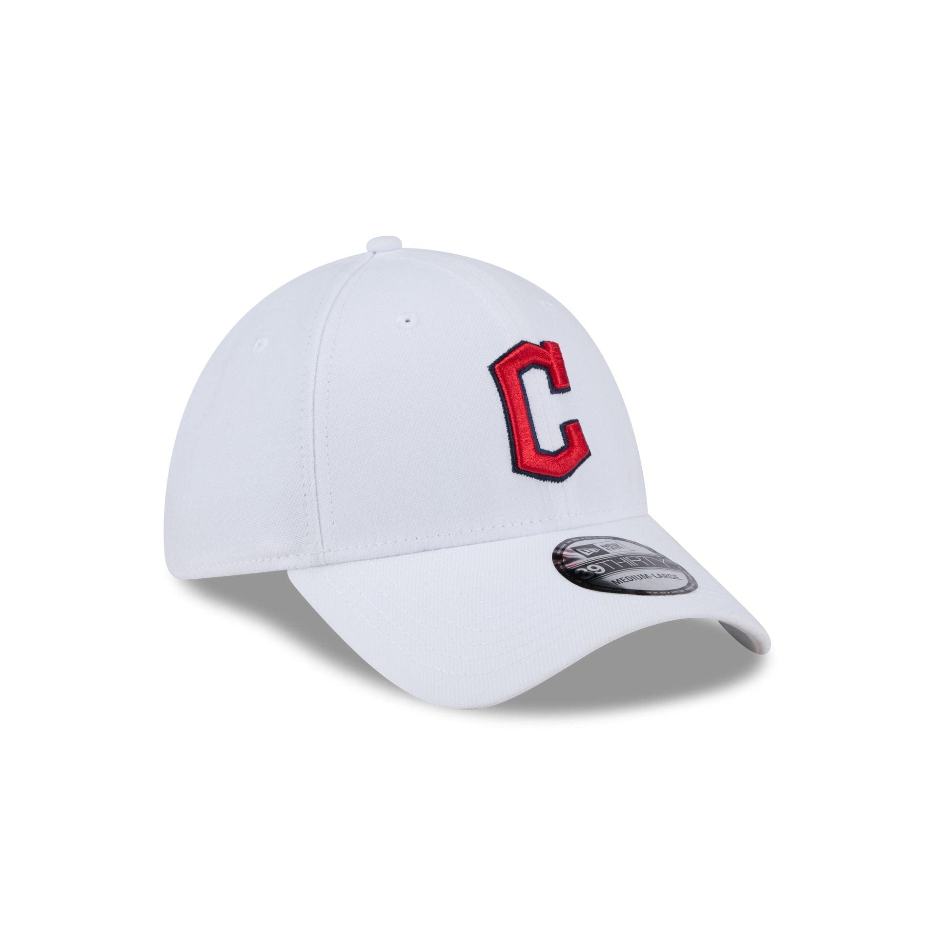 Cleveland Guardians Optic White 39THIRTY Stretch Fit Hat Male Product Image