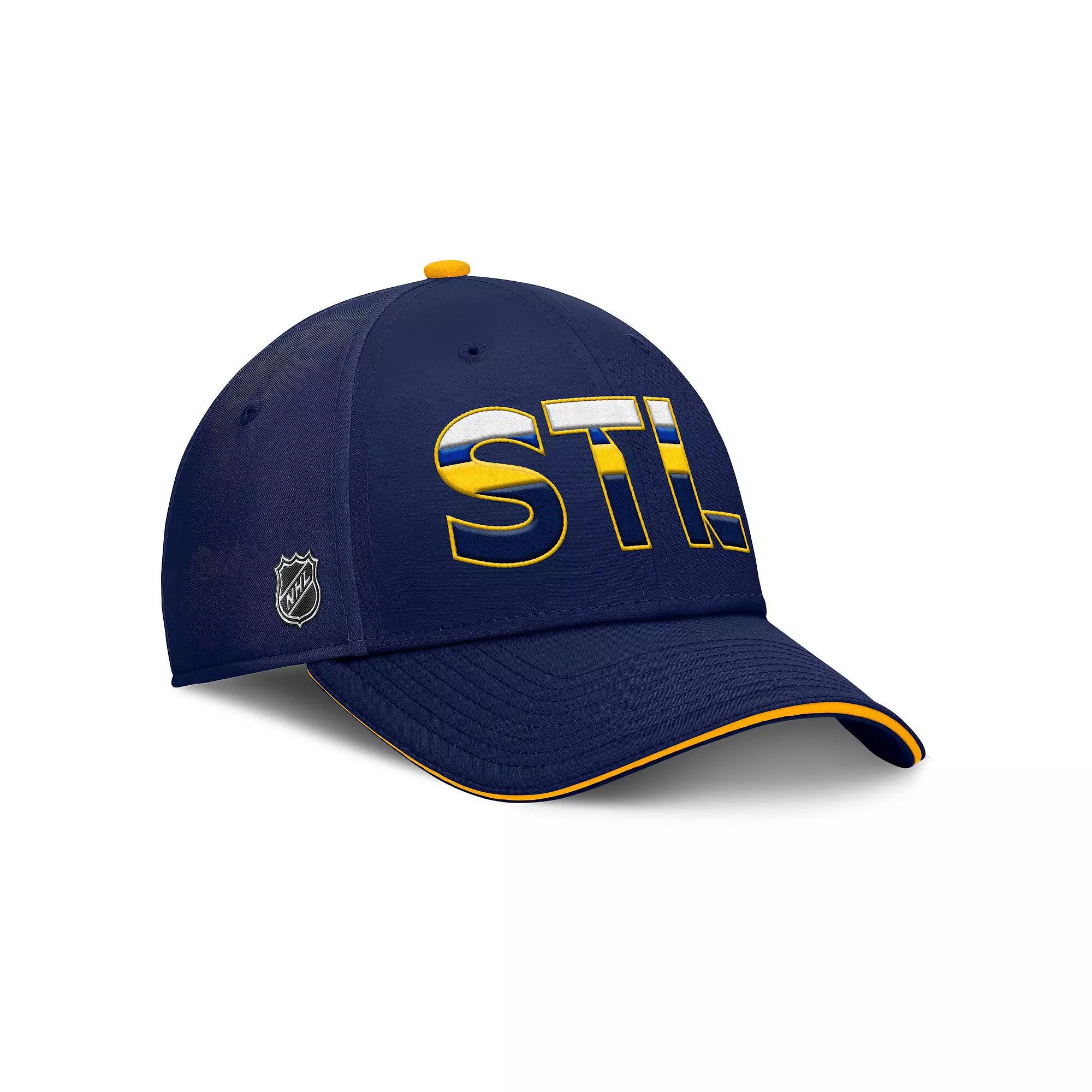 Men's Fanatics Navy/Gold St. Louis Blues Authentic Pro Rink Team Code Flex Hat,  Product Image