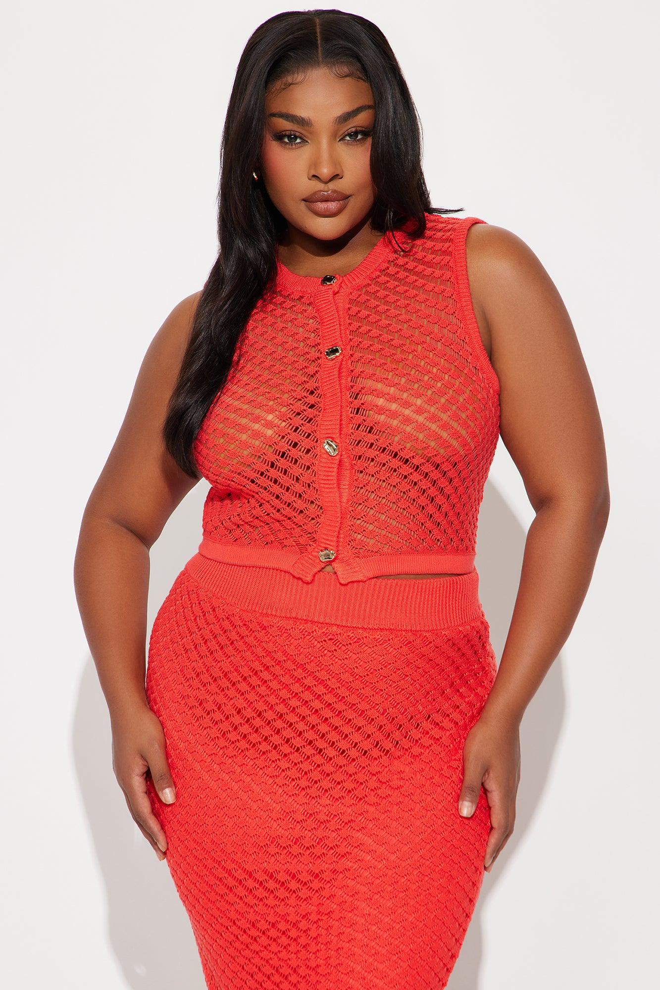 Coastal Vibe Crochet Skirt Set - Coral Product Image