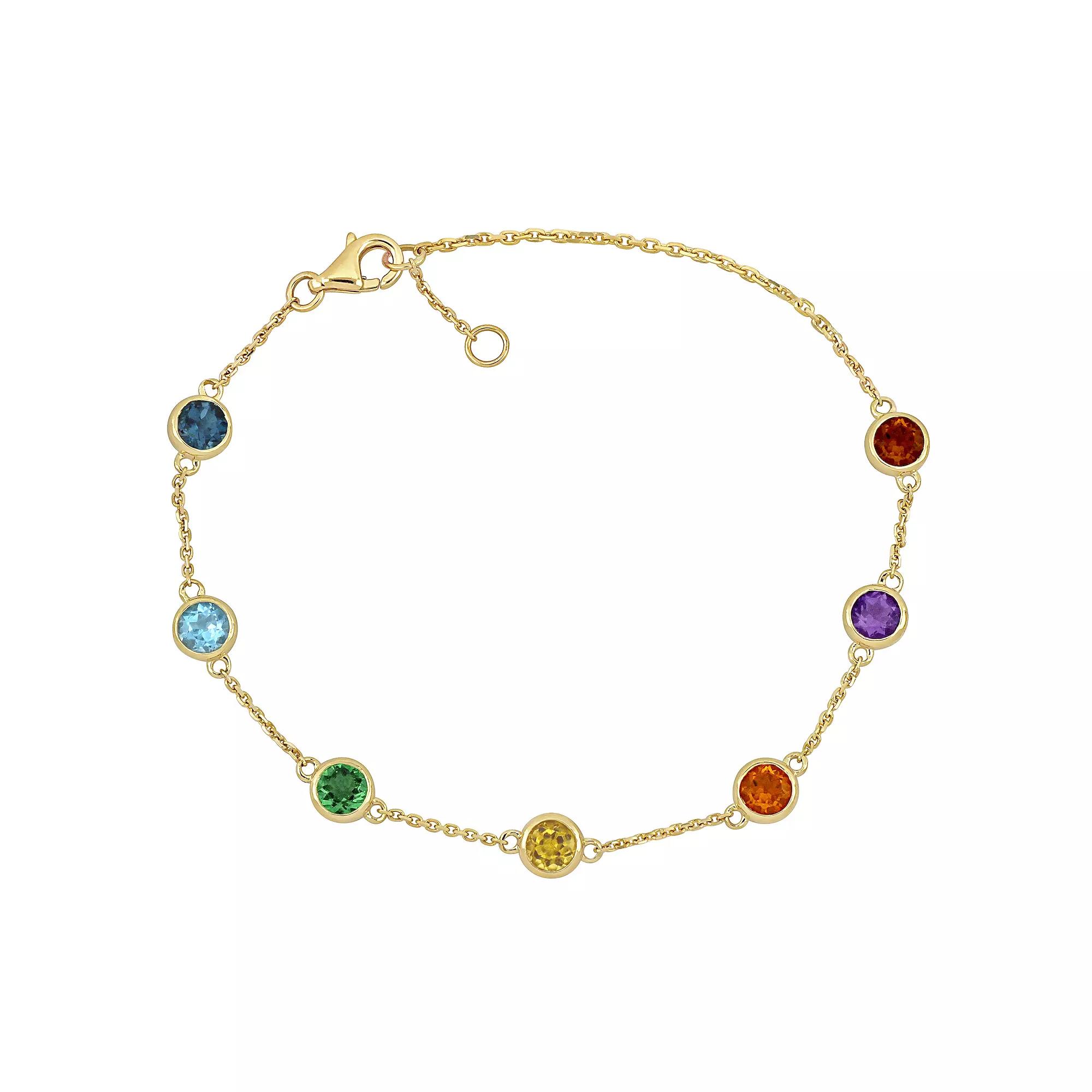 Stella Grace 14k Gold Multi-Gem Station Bracelet, Women's, Size: 7.5" Product Image