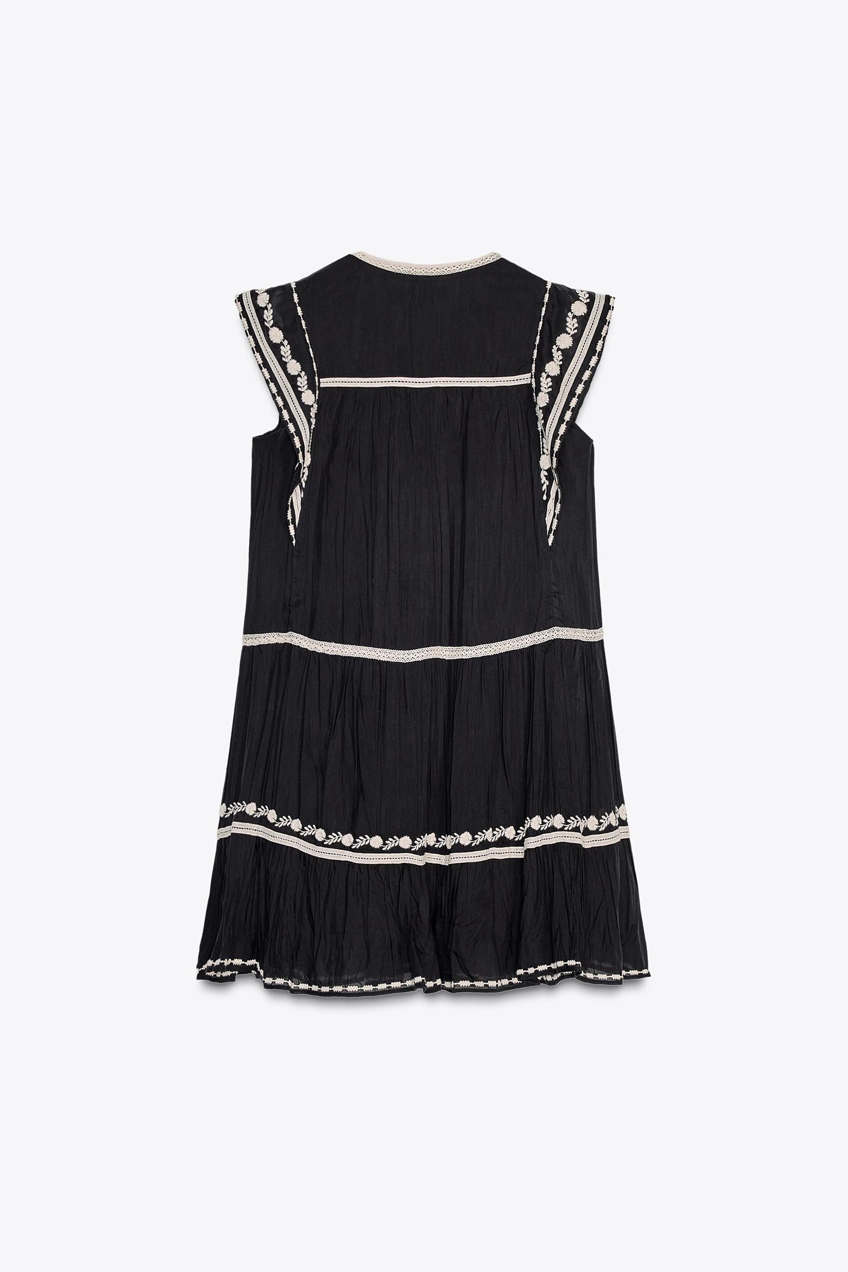 CONTRAST EMBROIDERED DRESS ZW COLLECTION Product Image