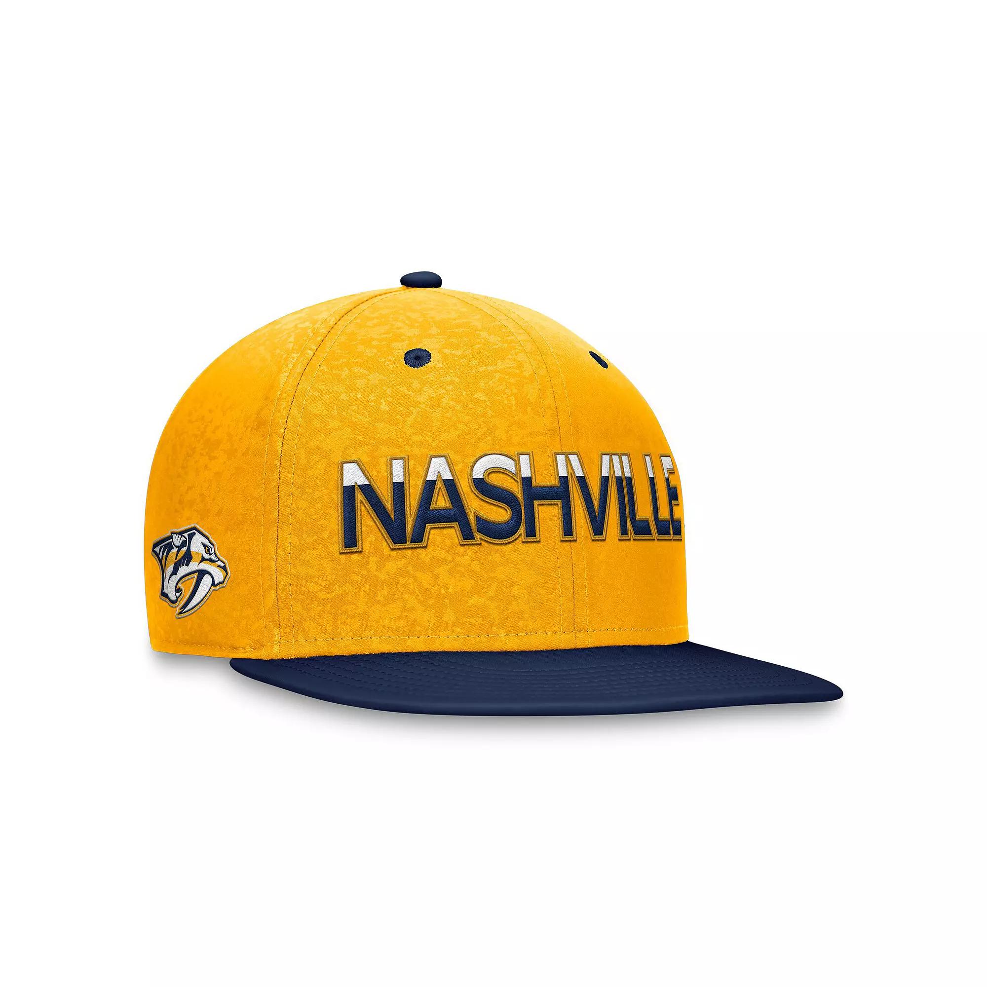 Men's Fanatics Branded Navy/Gold Nashville Predators Authentic Pro Rink Two-Tone Snapback Hat, Pdt Blue Product Image