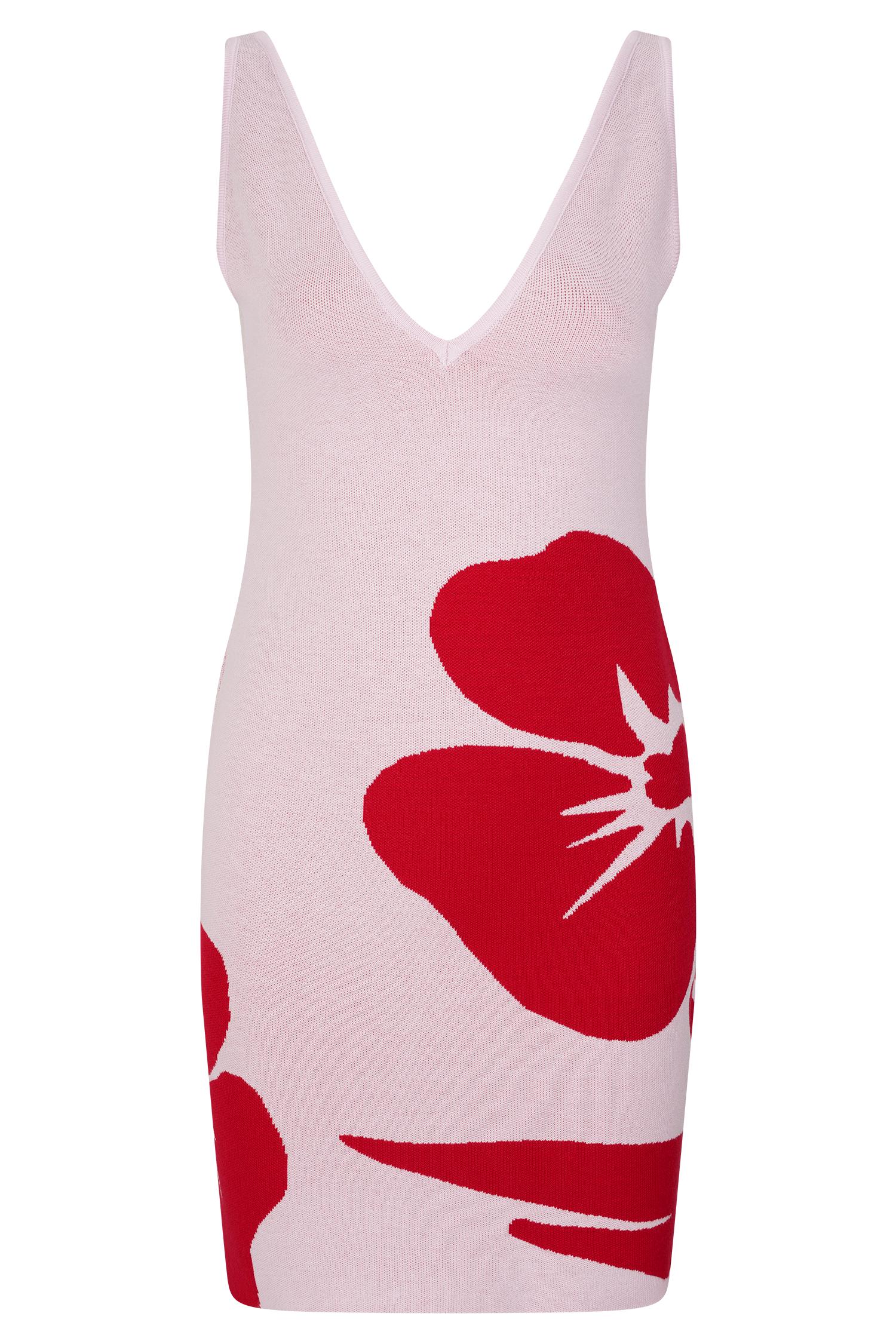 Dorothy Knit Print Mini Dress - Red Deco Fleur Print Product Image