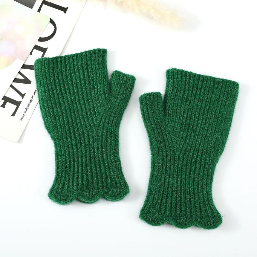 Ribbed Knit Fingerless Gloves Product Image