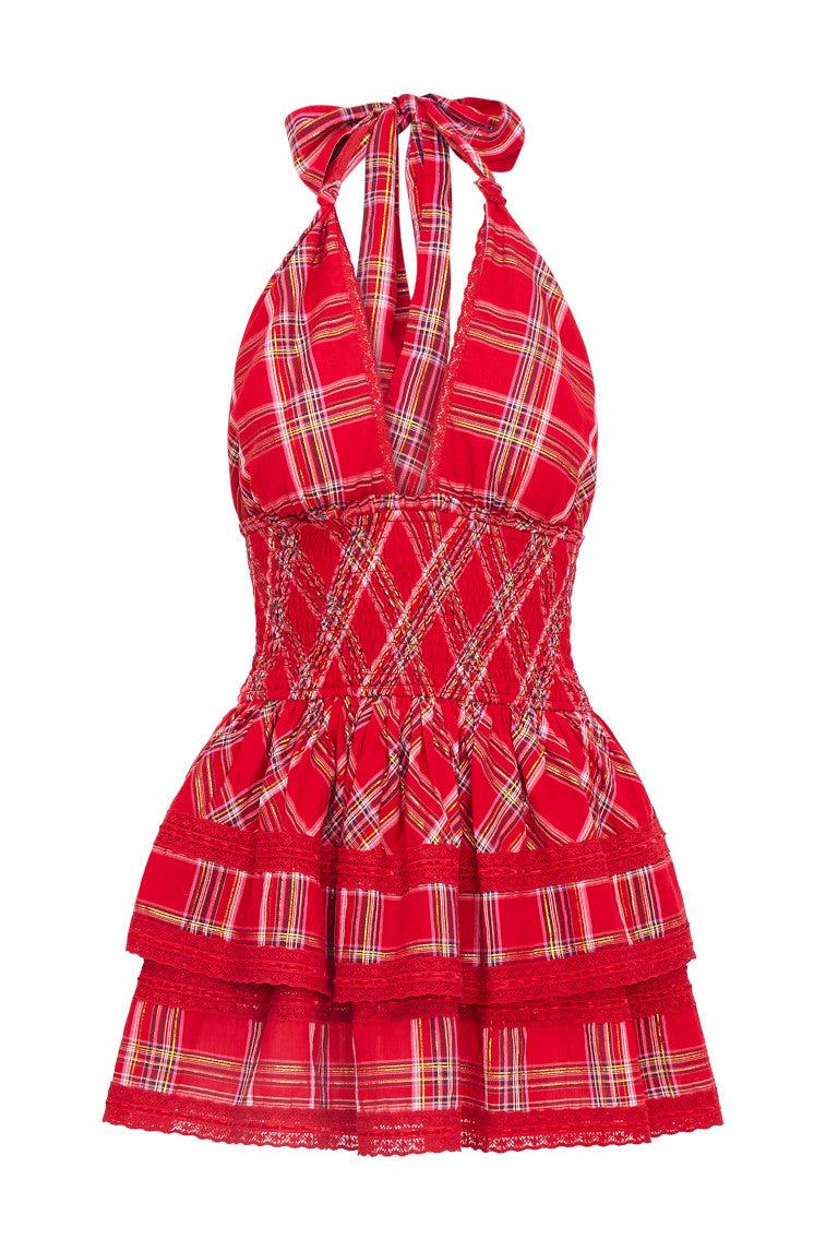 Deanna Tartan Halter Dress Product Image
