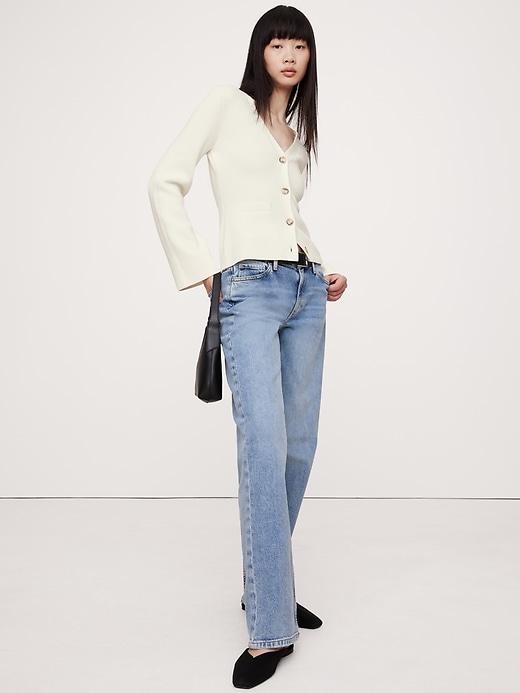 Cotton-Silk Flare-Sleeve Cardigan Product Image