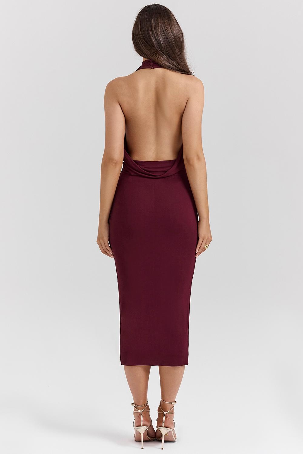 Florentina  merlot draped midi dress Product Image