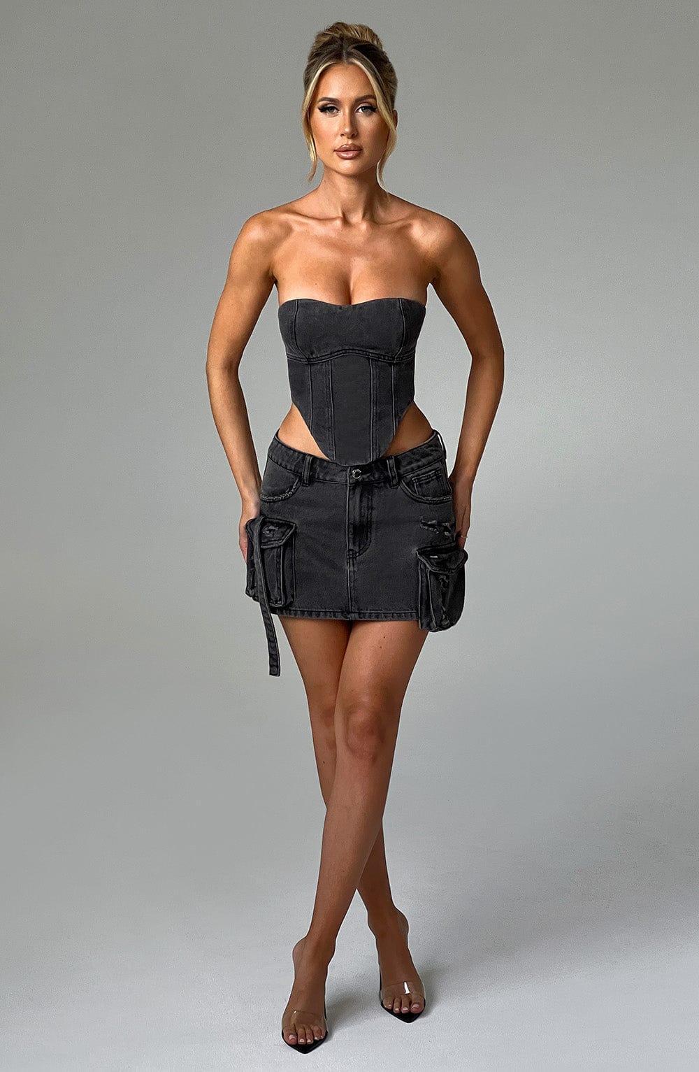 Billie Mini Skirt - Black Wash Product Image
