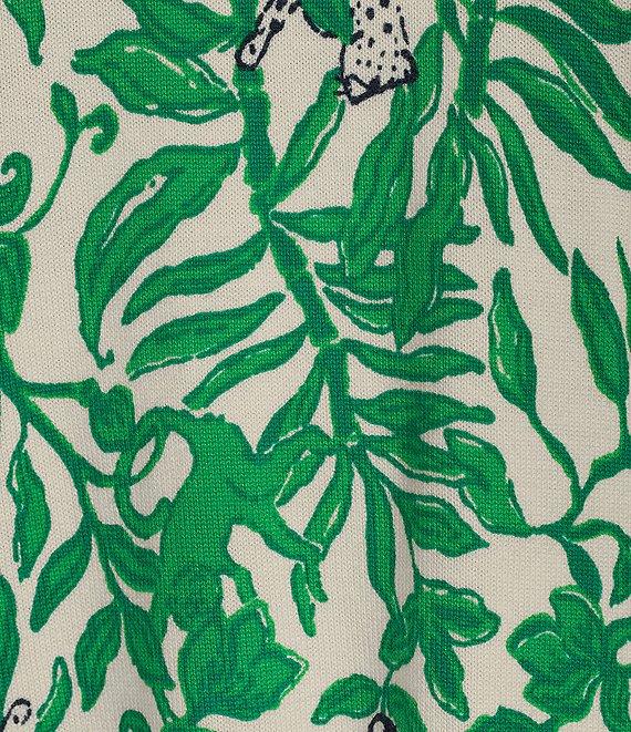 Lilly Pulitzer Salima Knit Leaf Print Crew Neck Bracelet Sleeve Ribbed Sweater Product Image