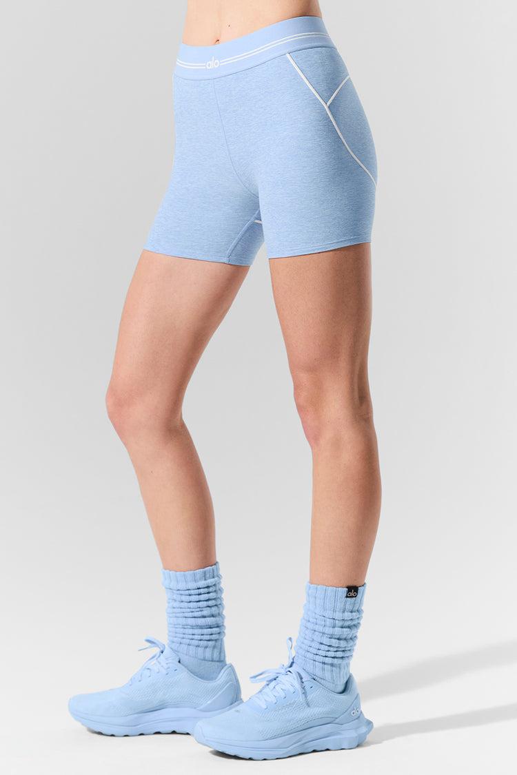 4” Alosoft High-Waist Heart Throb Short - Seashell Blue Heather/White Product Image